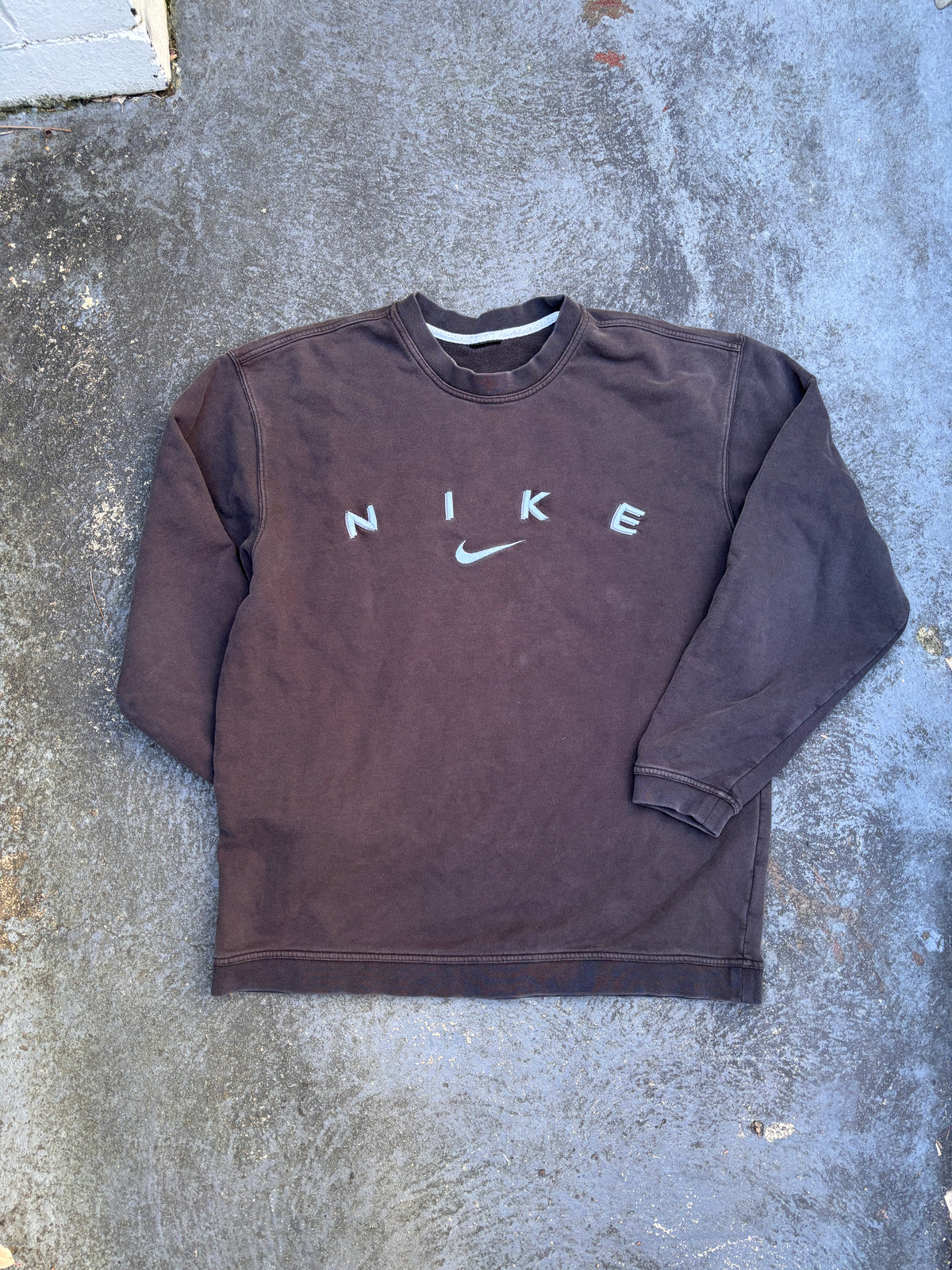 Vintage 90s Nike Jumper Size M Black Embroidered Spell Out Logo Sweatshirt
