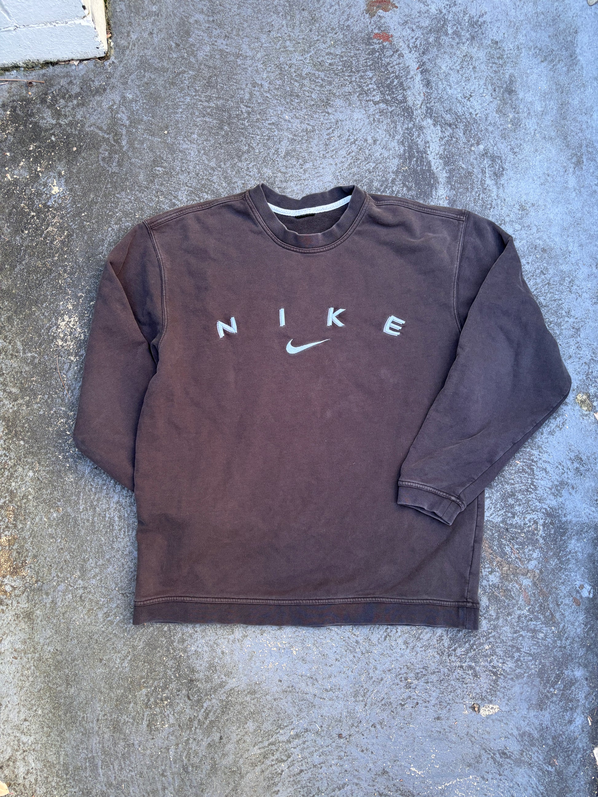 Vintage 90s Nike Jumper Size M Black Embroidered Spell Out Logo Sweatshirt