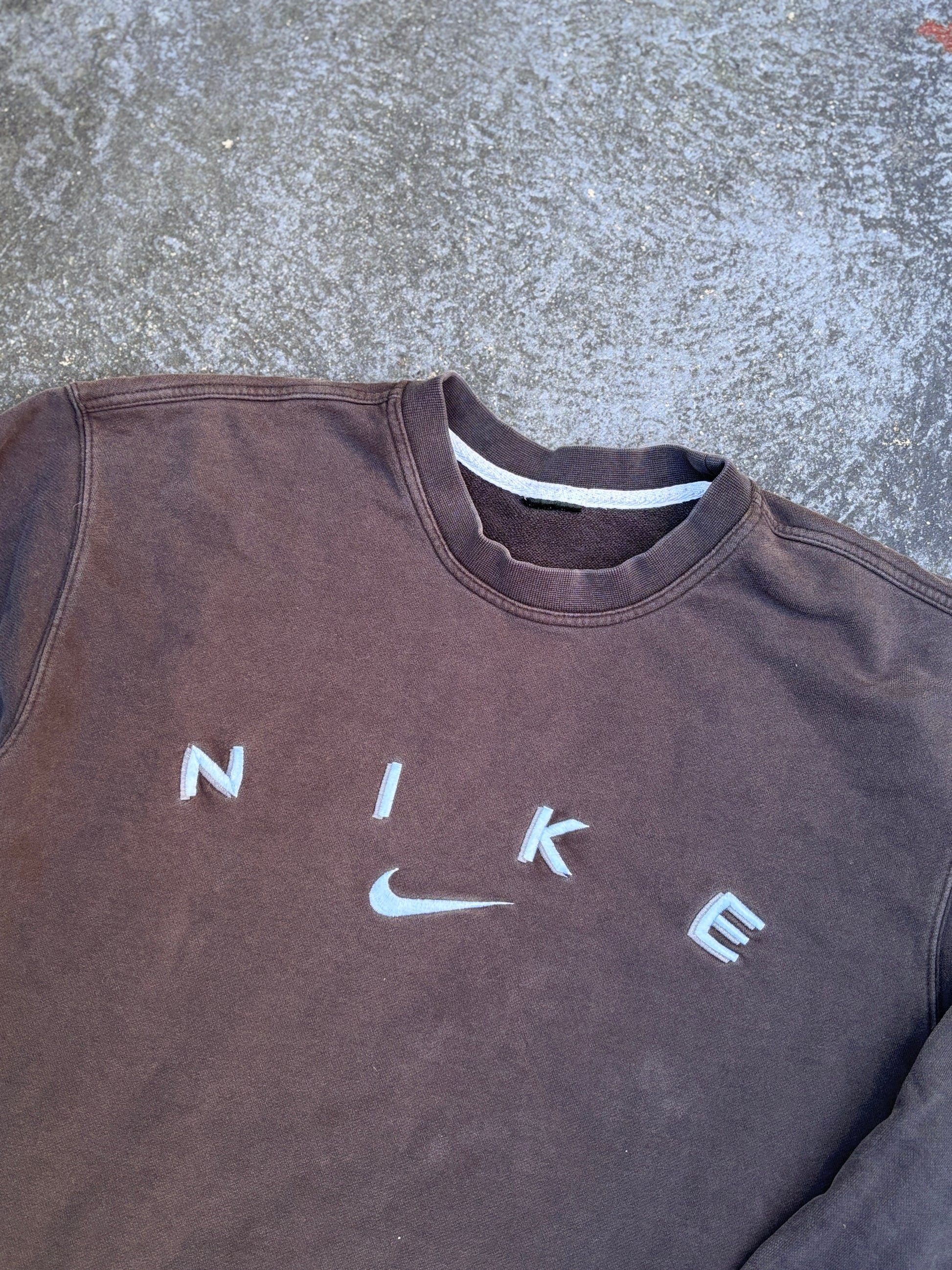 Vintage 90s Nike Jumper Size M Black Embroidered Spell Out Logo Sweatshirt