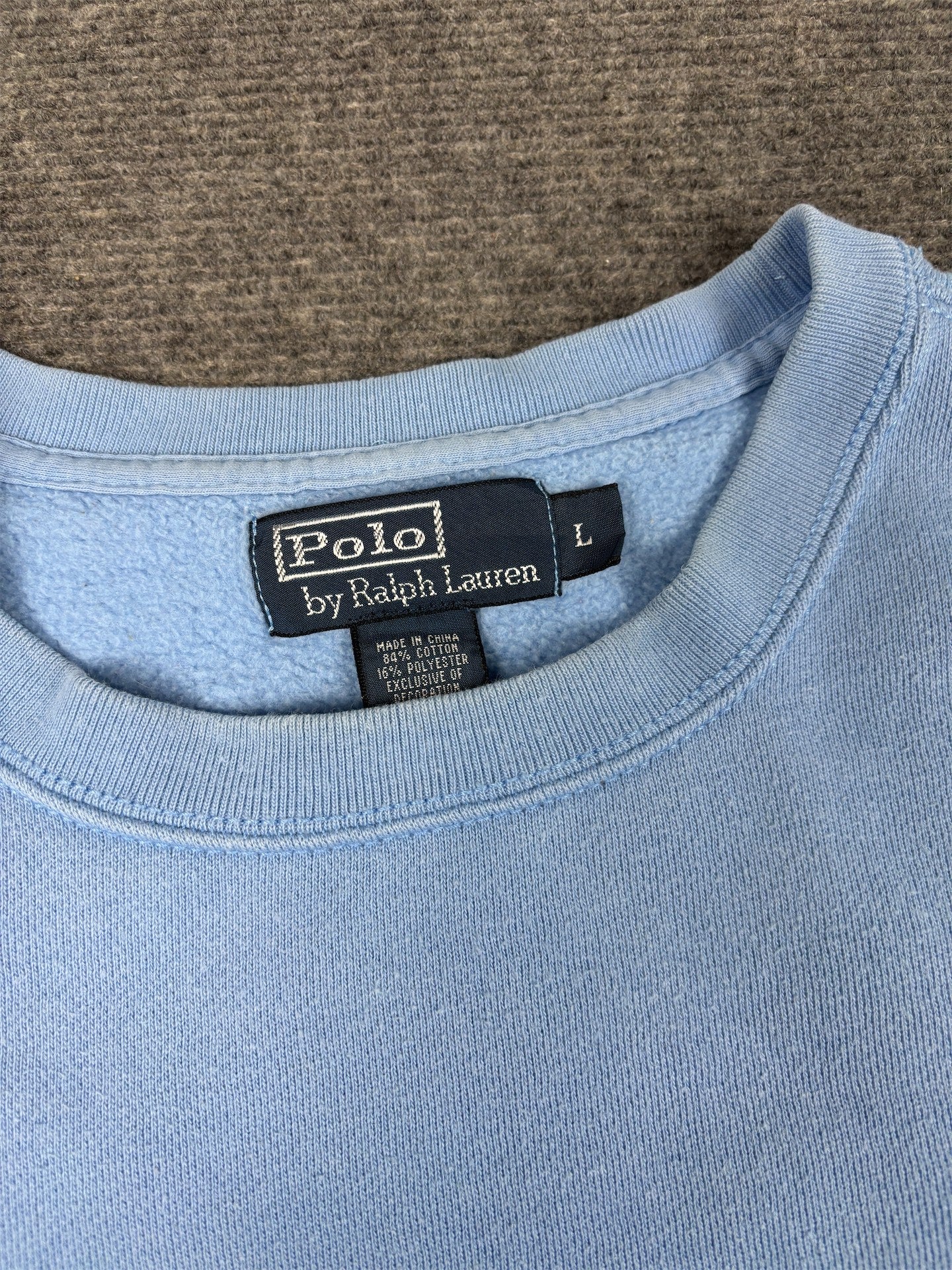 Vintage Men's 90's Ralph Lauren Jumper L Blue Yellow Small Pony Sweatshirt Crew Neck