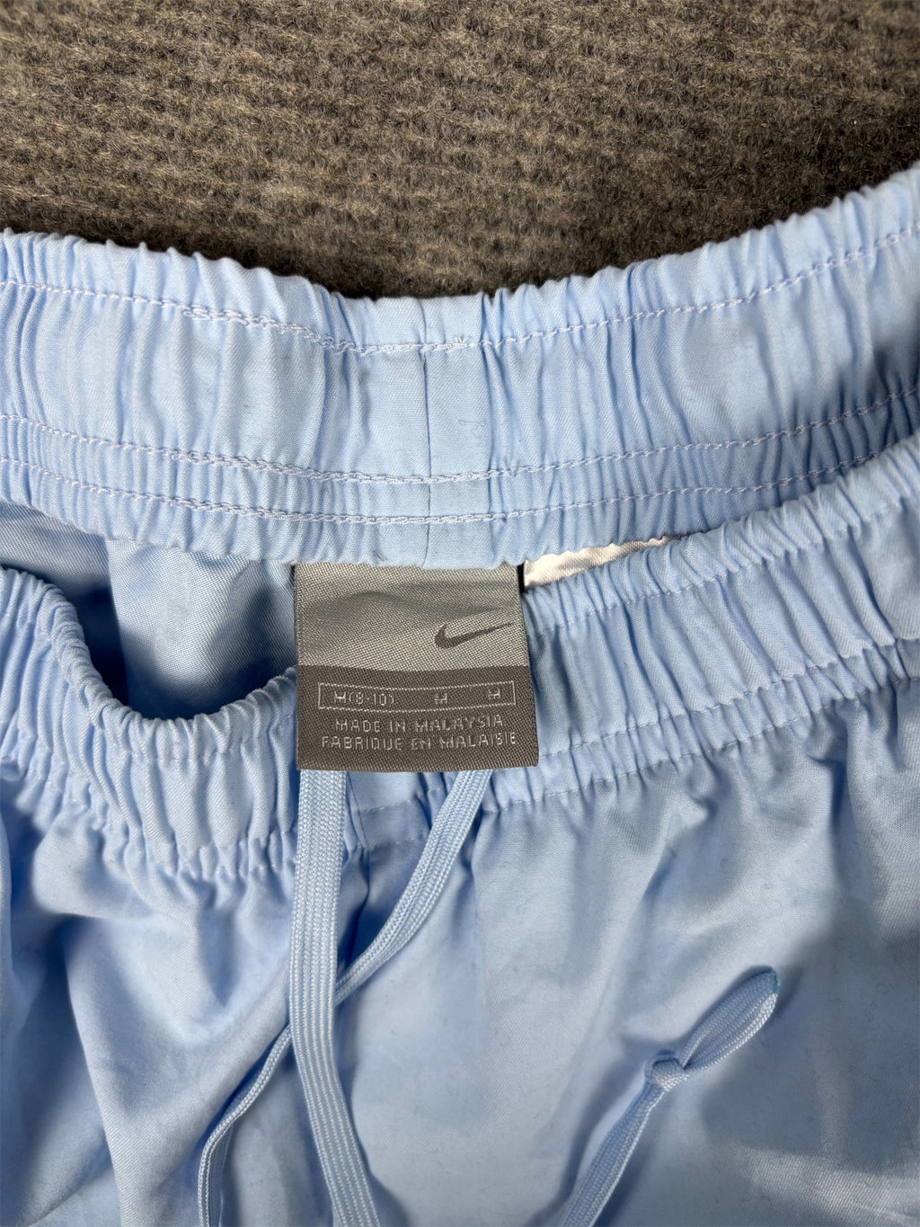 Vintage Y2K Nike Track Pants Women's M Baby Blue Black Piping Ankle Swoosh
