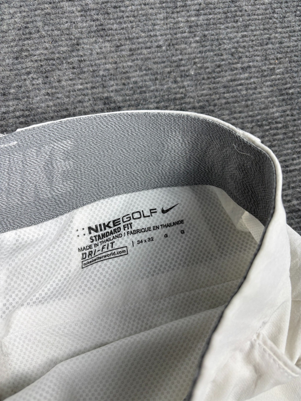Nike Golf Track Pants Men's 34 White  x 32 Leg Grey Swoosh Trousers