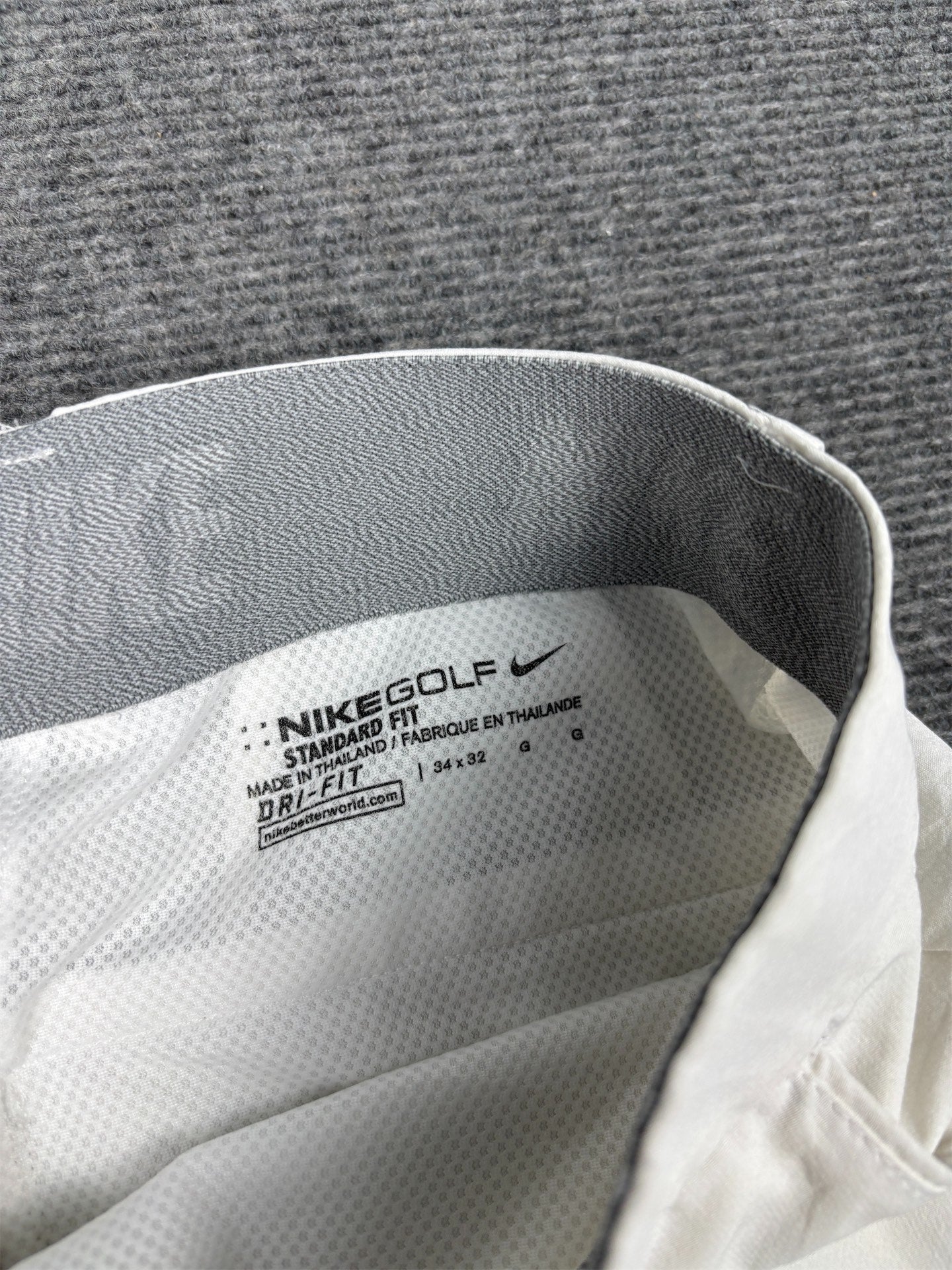 Nike Golf Track Pants Men's 34 White  x 32 Leg Grey Swoosh Trousers