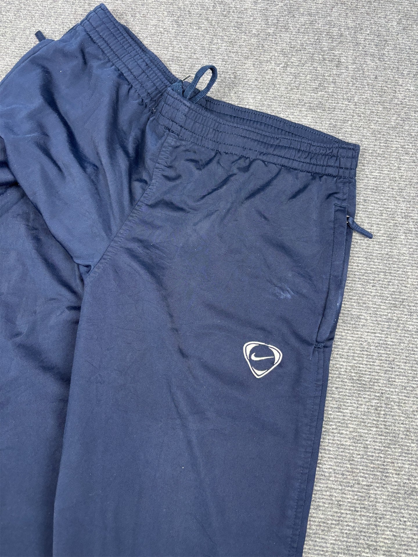 Vintage Y2K Nike Football Track Pants Men's M Navy Blue White Logo Joggers