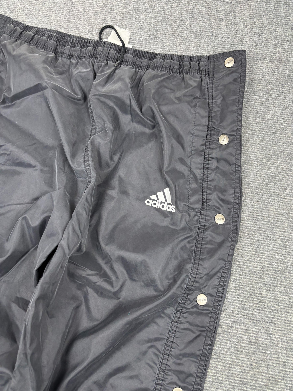 Vintage 90s Adidas Track Pants Size S Black Wide Leg Tearaway Popper Sides
