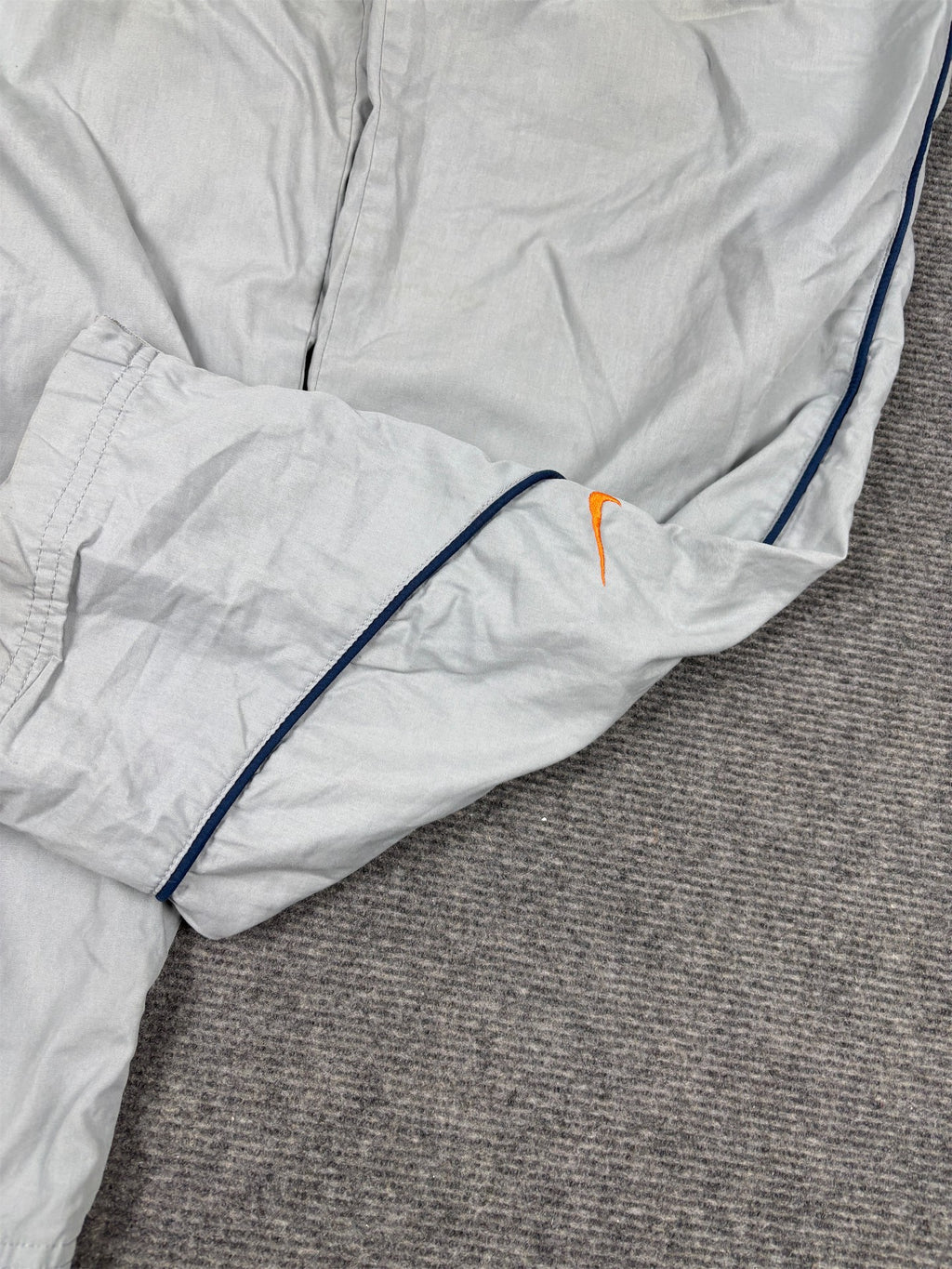 Vintage Y2K Nike Track Pants Women's XL Grey Navy Piping Orange Swoosh Joggers
