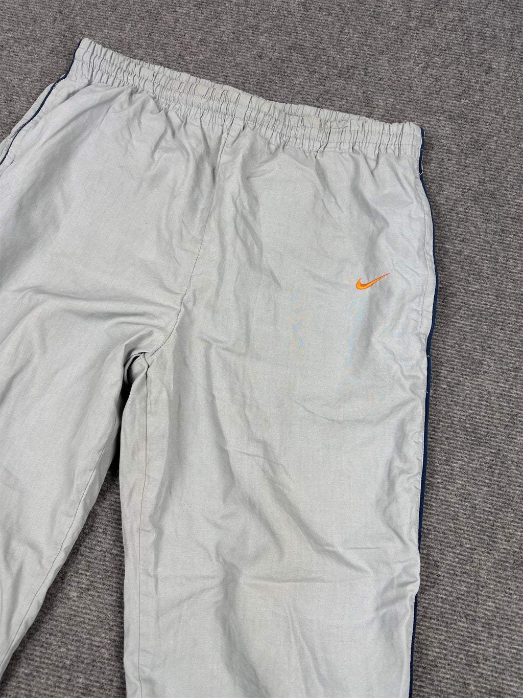 Vintage Y2K Nike Track Pants Women's XL Grey Navy Piping Orange Swoosh Joggers