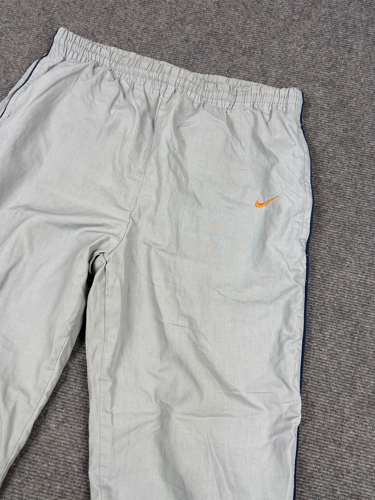 Vintage Y2K Nike Track Pants Women's XL Grey Navy Piping Orange Swoosh Joggers