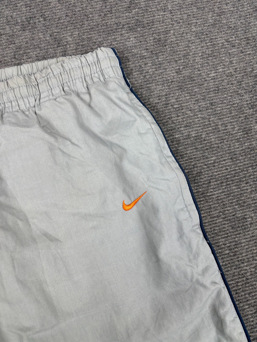 Vintage Y2K Nike Track Pants Women's XL Grey Navy Piping Orange Swoosh Joggers