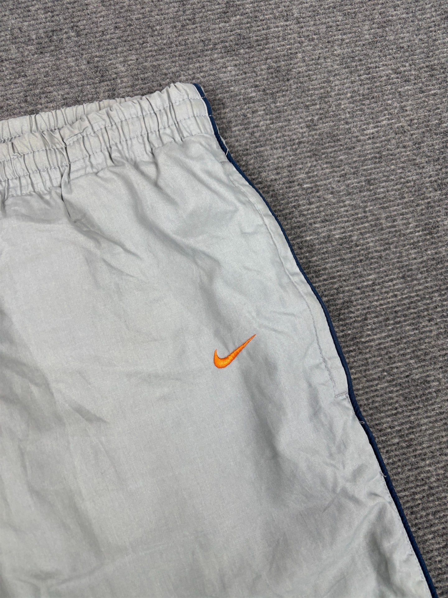 Vintage Y2K Nike Track Pants Women's XL Grey Navy Piping Orange Swoosh Joggers