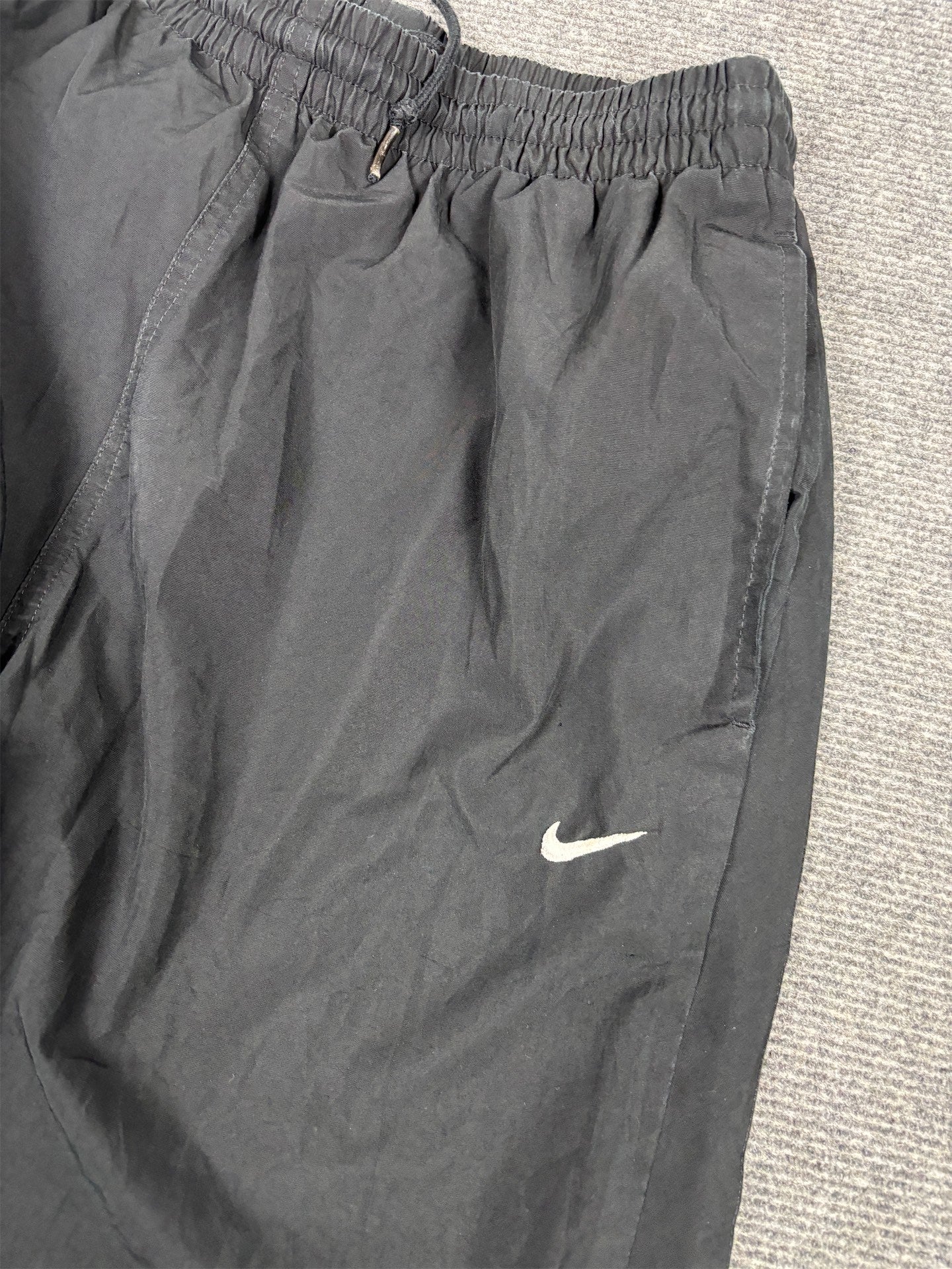 Classic Nike Track Pants Men's M Black White Swoosh Ankle Zips Wide Leg Joggers