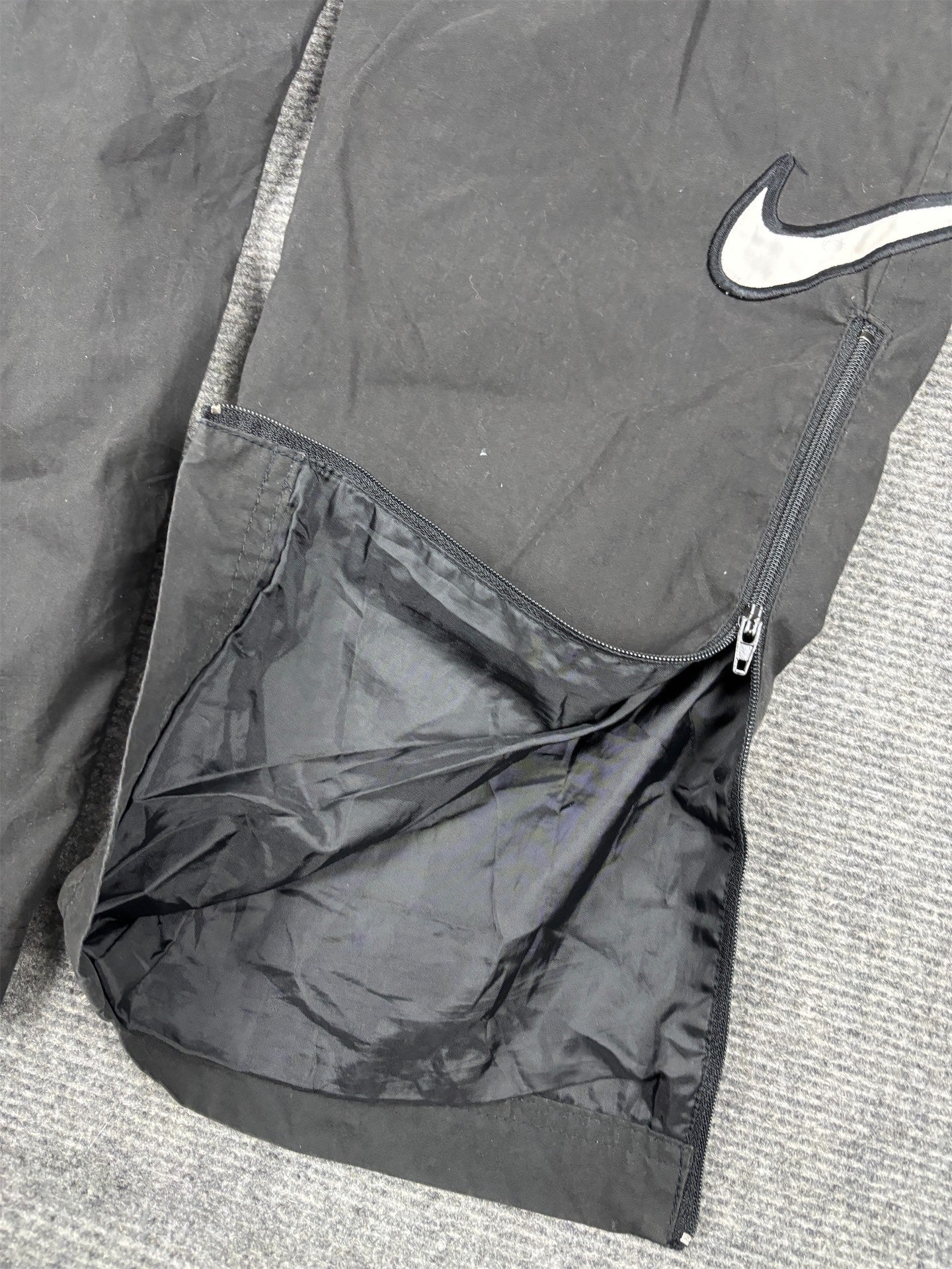 Vintage 90s Nike Track Pants Mens S Black White Double Swoosh Joggers
