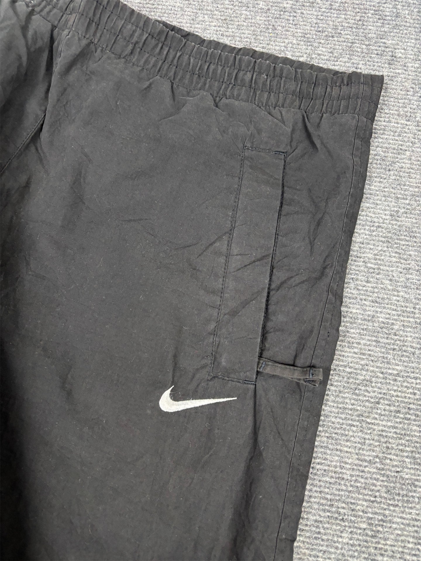 Vintage 90s Nike Track Pants Mens S Black White Double Swoosh Joggers