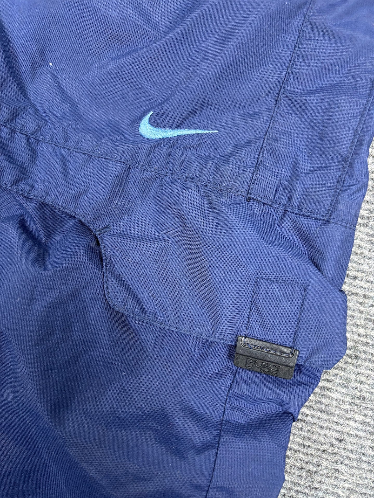 Vintage Y2K Nike Cargo Track Pants Men's XL Navy Blue Swoosh Rare Baggy Wide Leg