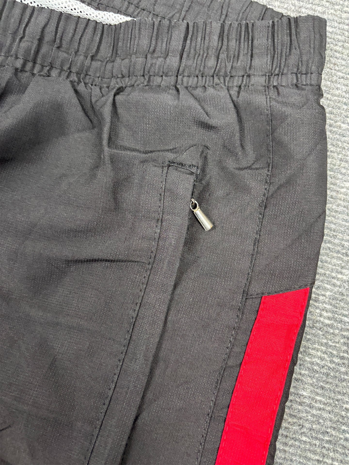 Vintage Y2K Nike Track Pants Men's L Black Red Swoosh Panels White Piping Ankle Zips Wide Leg