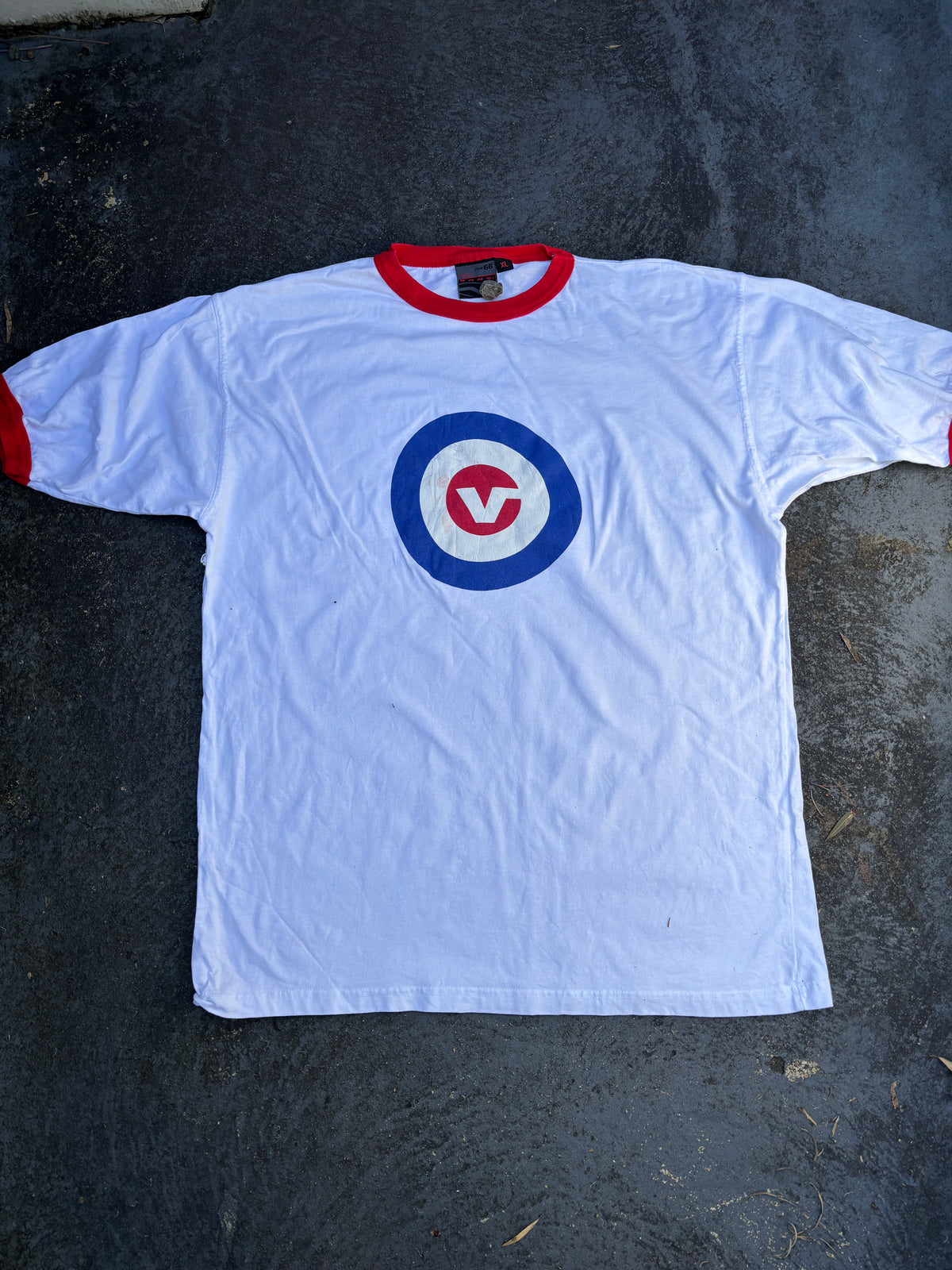 Vintage Y2K Vans Ringer T-Shirt Size XL White Red The Who Style Logo