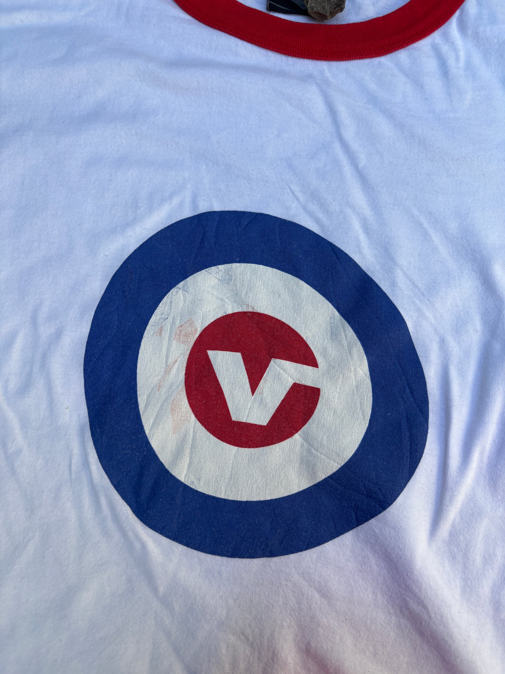 Vintage Y2K Vans Ringer T-Shirt Size XL White Red The Who Style Logo