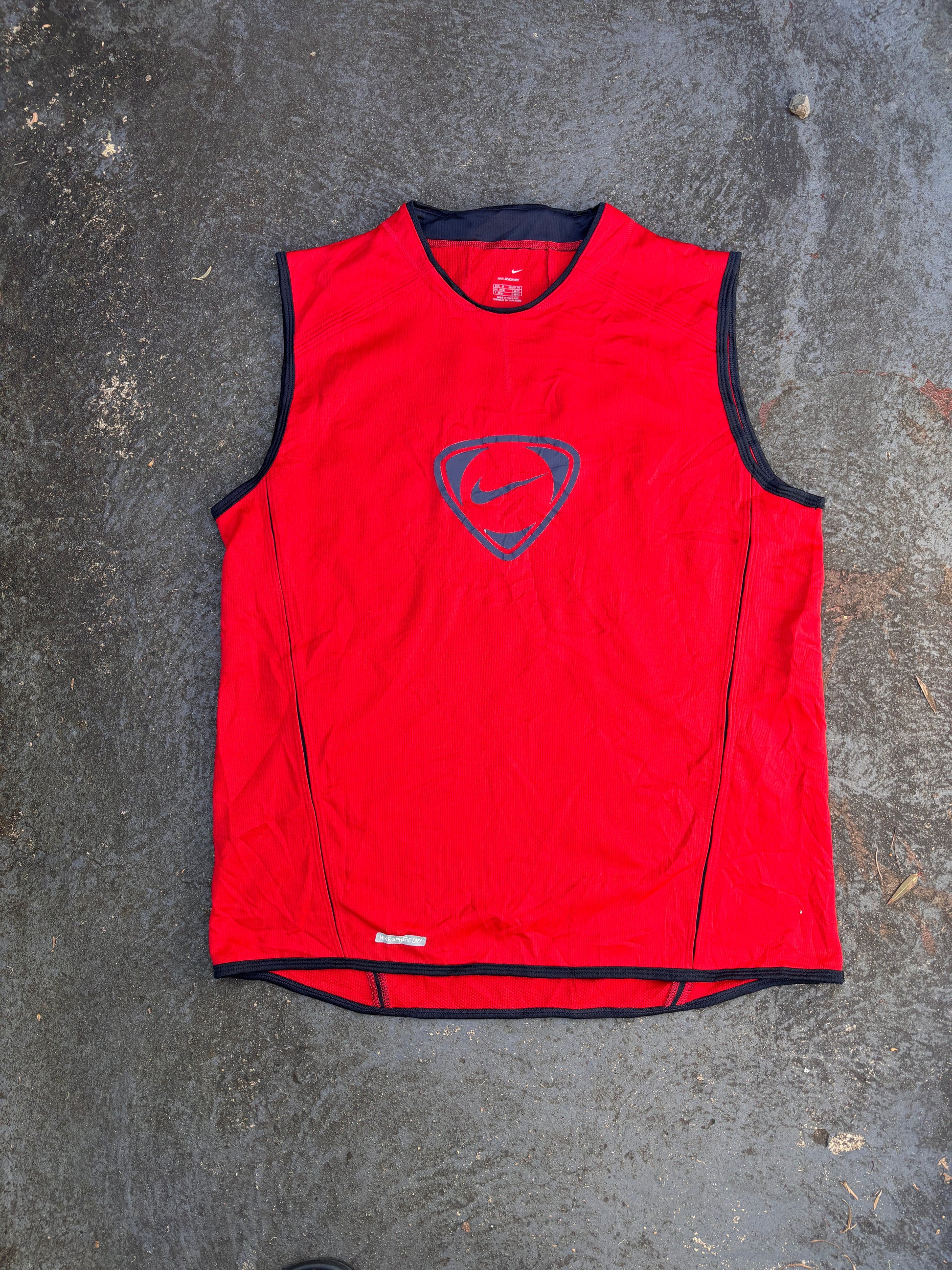 Vintage Y2K/10s Nike Football Jersey Size M Red Large Front Football Logo Sleeveless