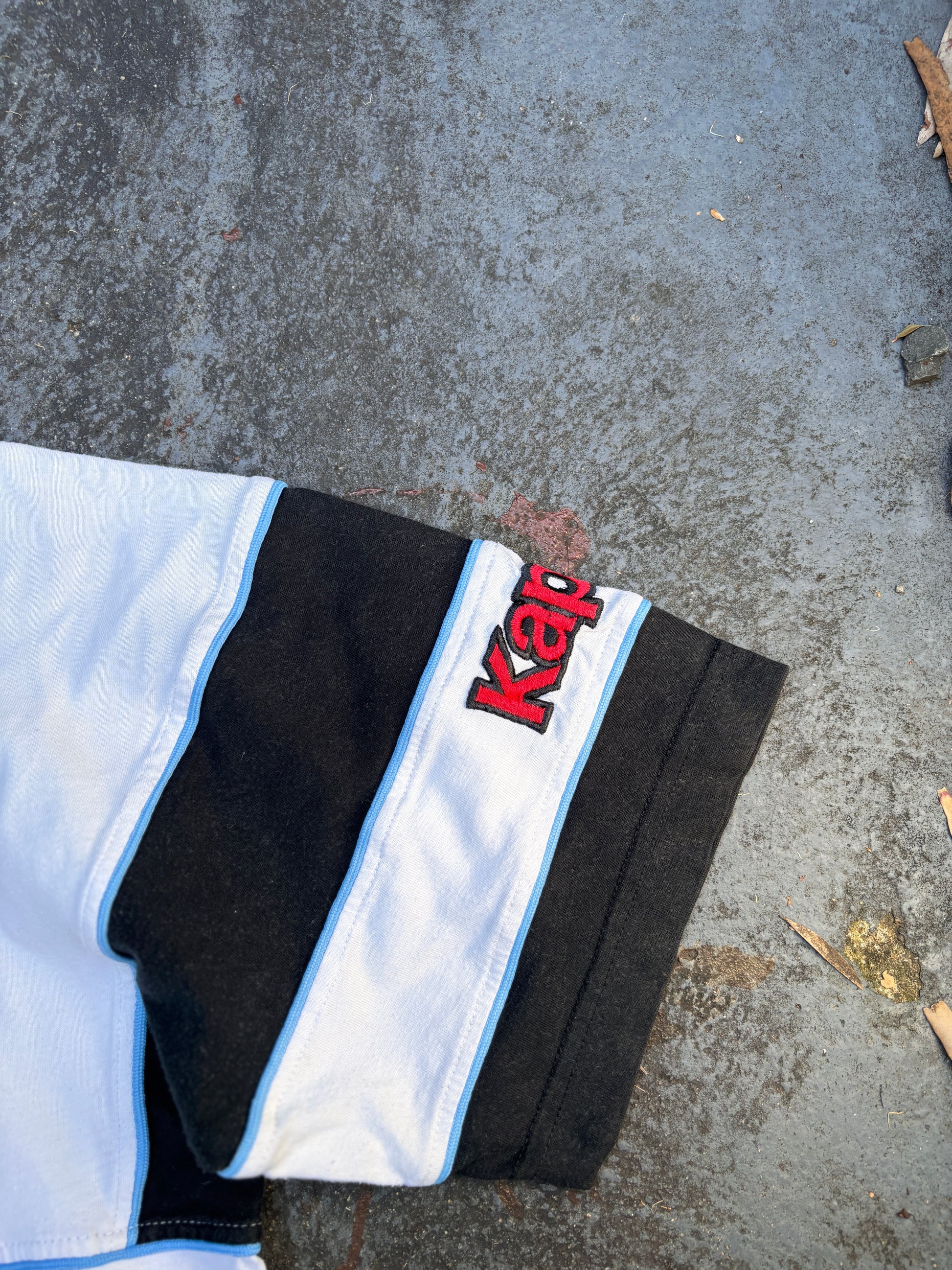 Vintage 90s Kappa T-Shirt Size L White Chest Logo Spell Out Arm Detail
