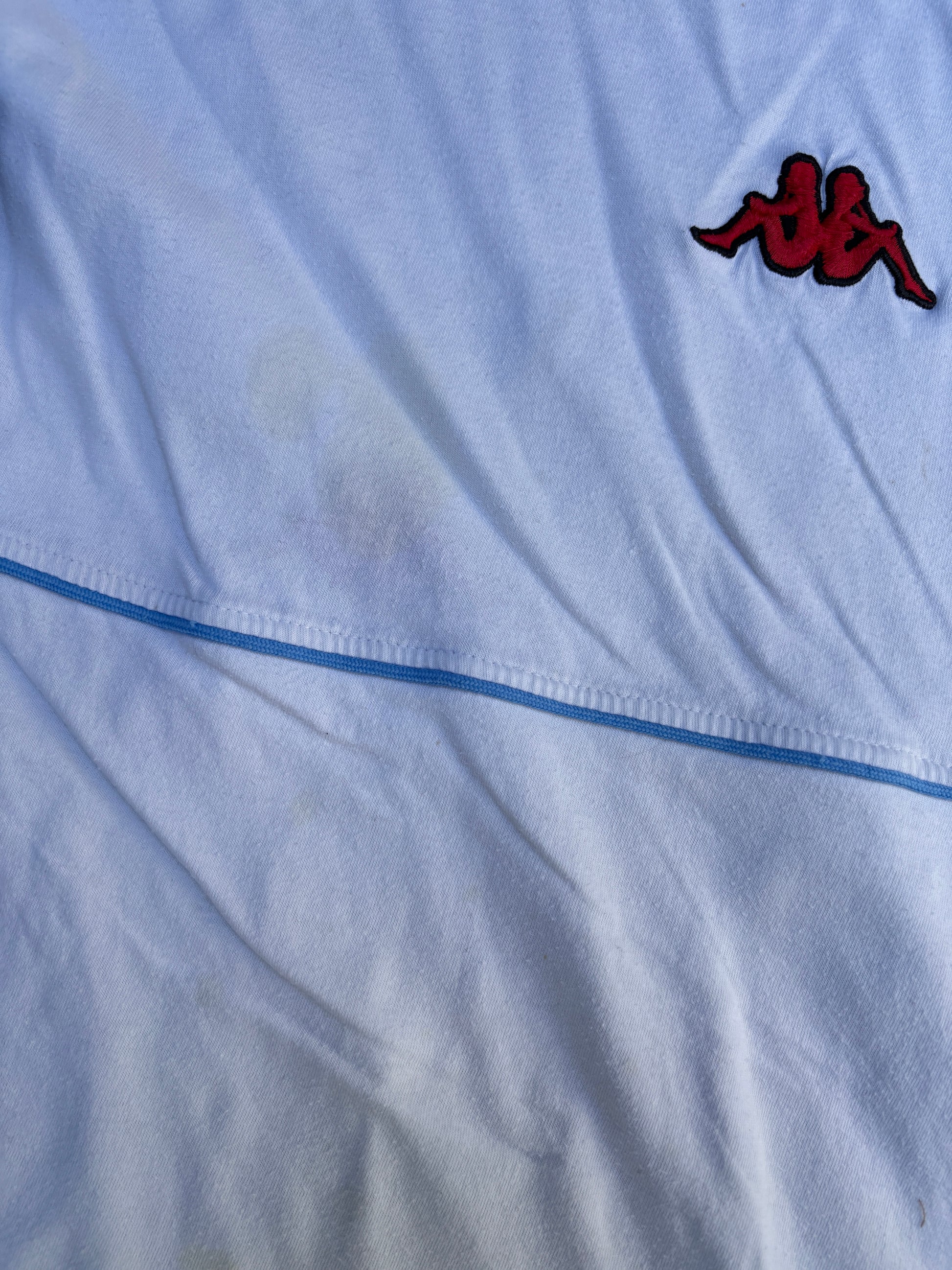 Vintage 90s Kappa T-Shirt Size L White Chest Logo Spell Out Arm Detail