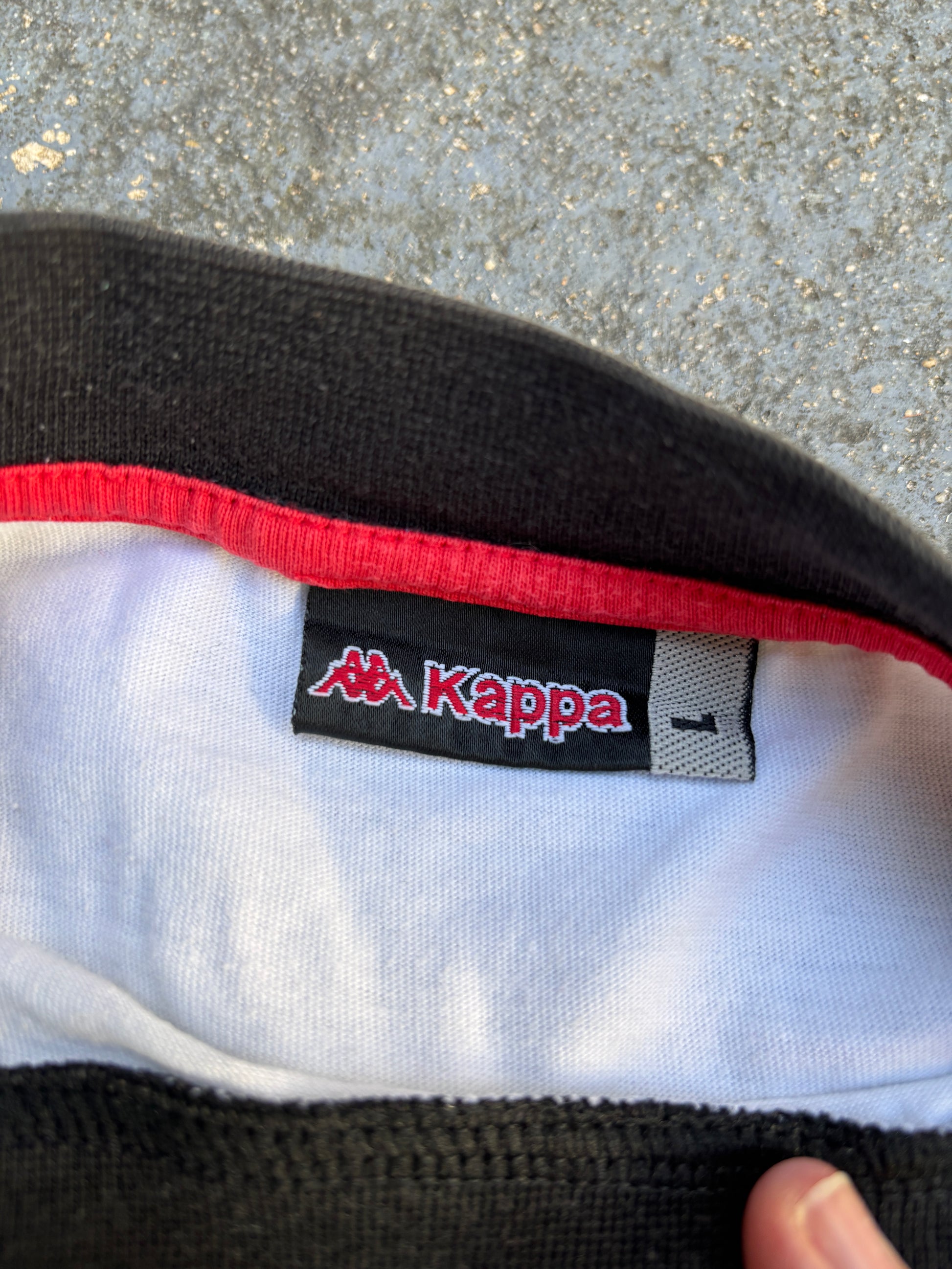 Vintage 90s Kappa T-Shirt Size L White Chest Logo Spell Out Arm Detail