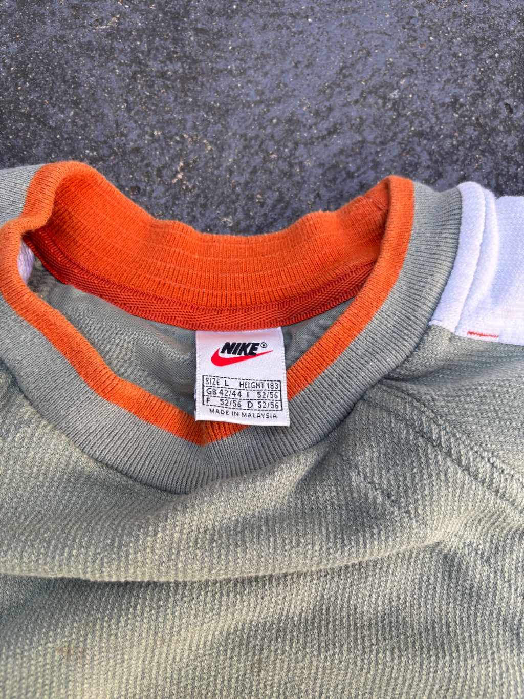 Vintage 90s Nike Jumper Size L Green Waffle Texture Spell Out Sweatshirt