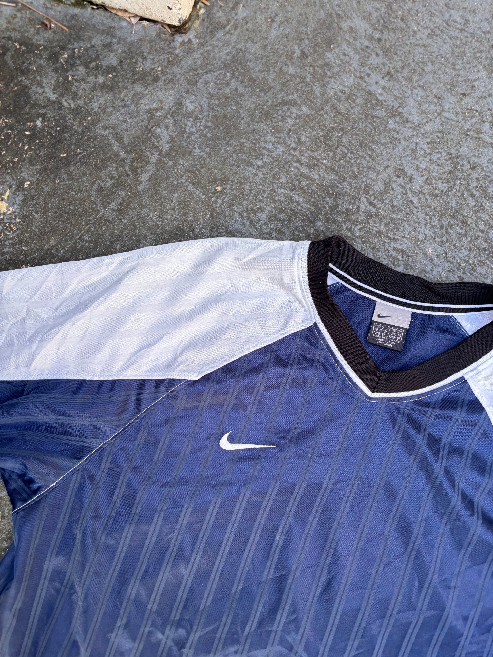 Vintage Y2K Nike Team Jersey Size M Navy White Pinstripe V-Neck