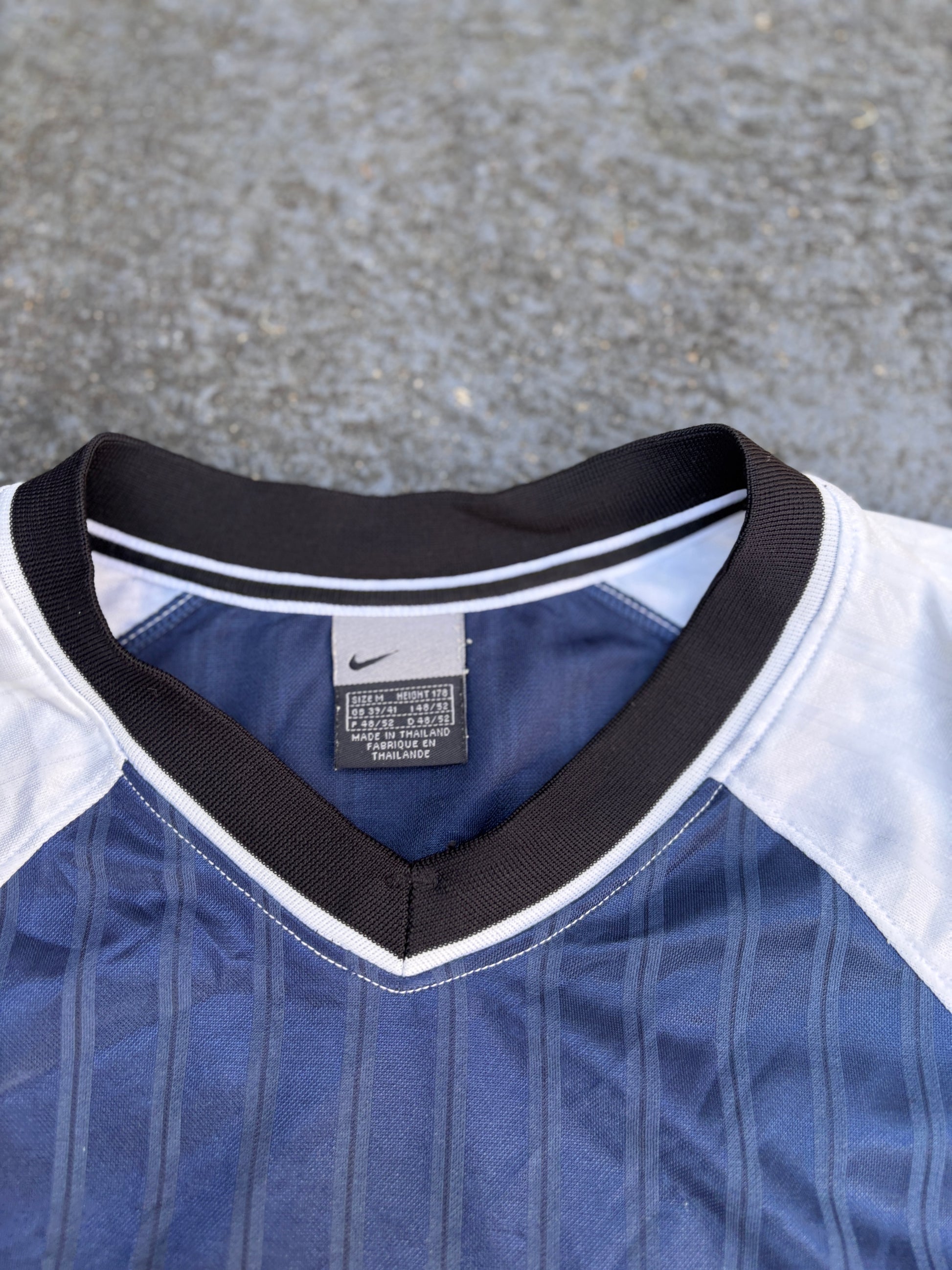Vintage Y2K Nike Team Jersey Size M Navy White Pinstripe V-Neck