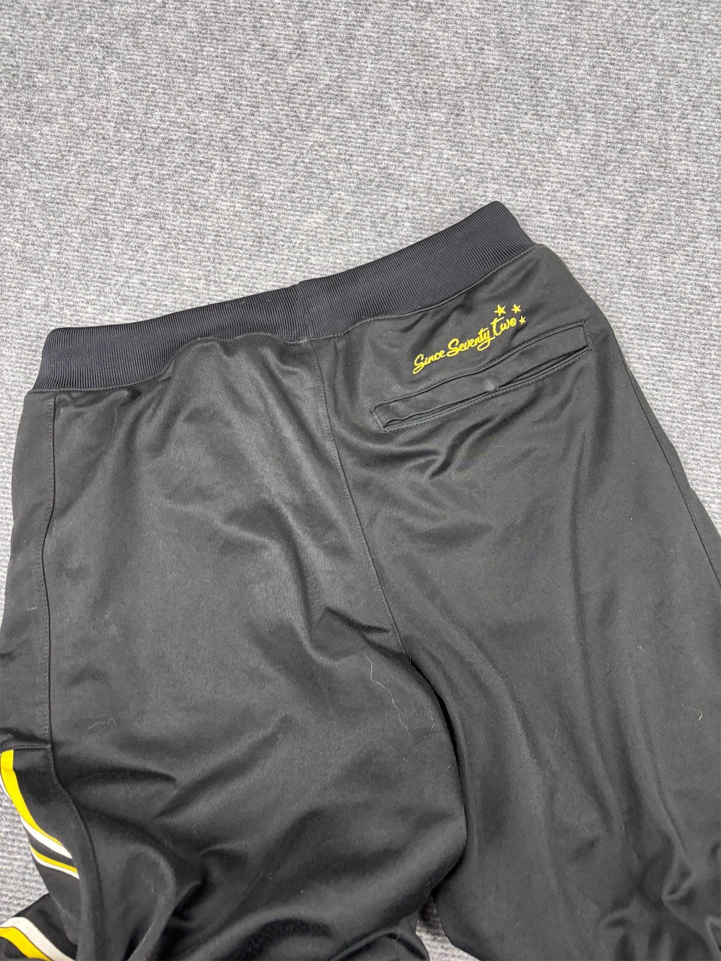 Vintage Y2K Nike Track Pants Womens Size S Black Yellow Cortez Side Stripe Wide Leg