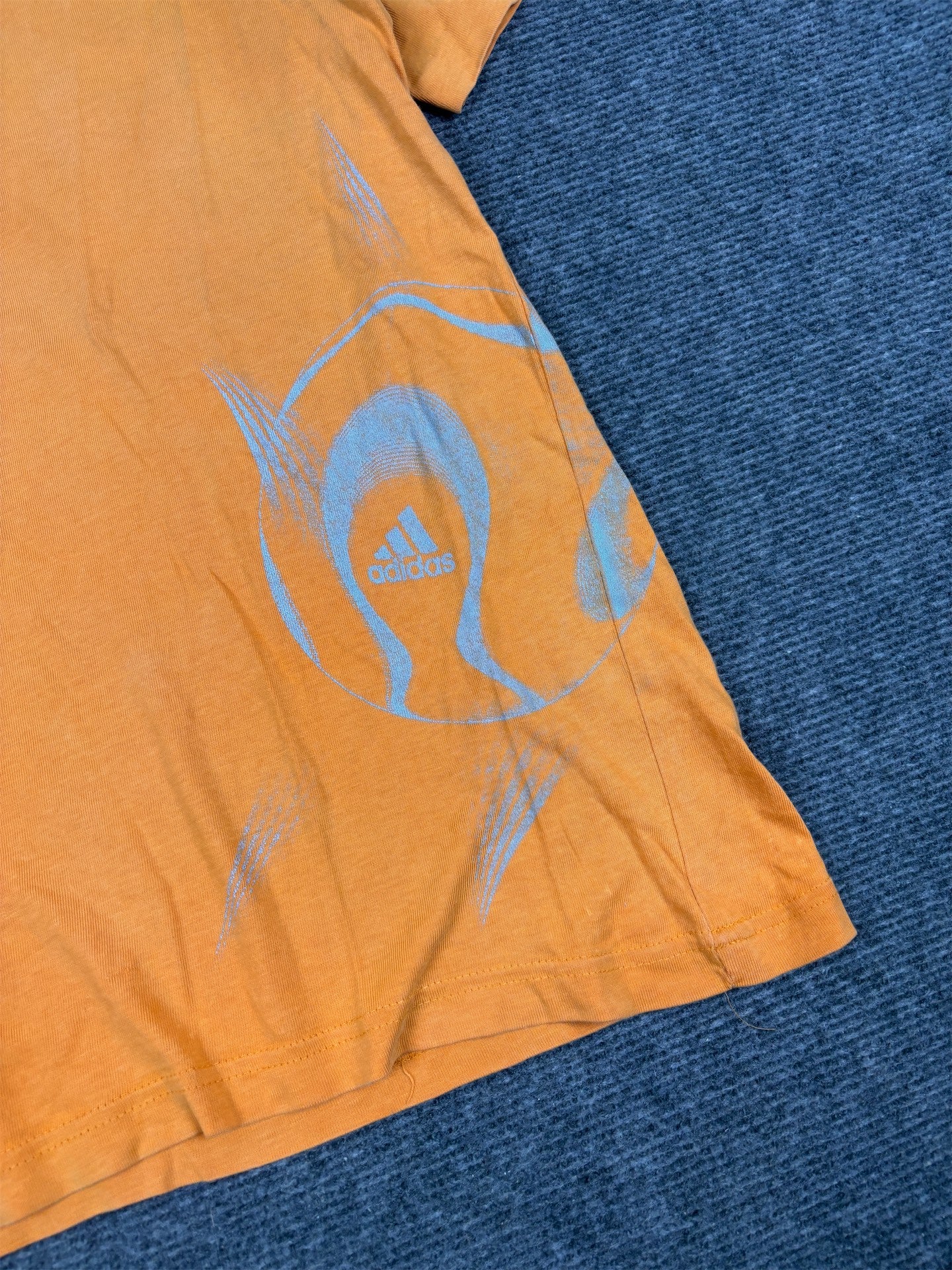 Vintage Y2K Adidas T-shirt Women's M Orange Grey Germany FIFA World Cup Tee Crew Neck