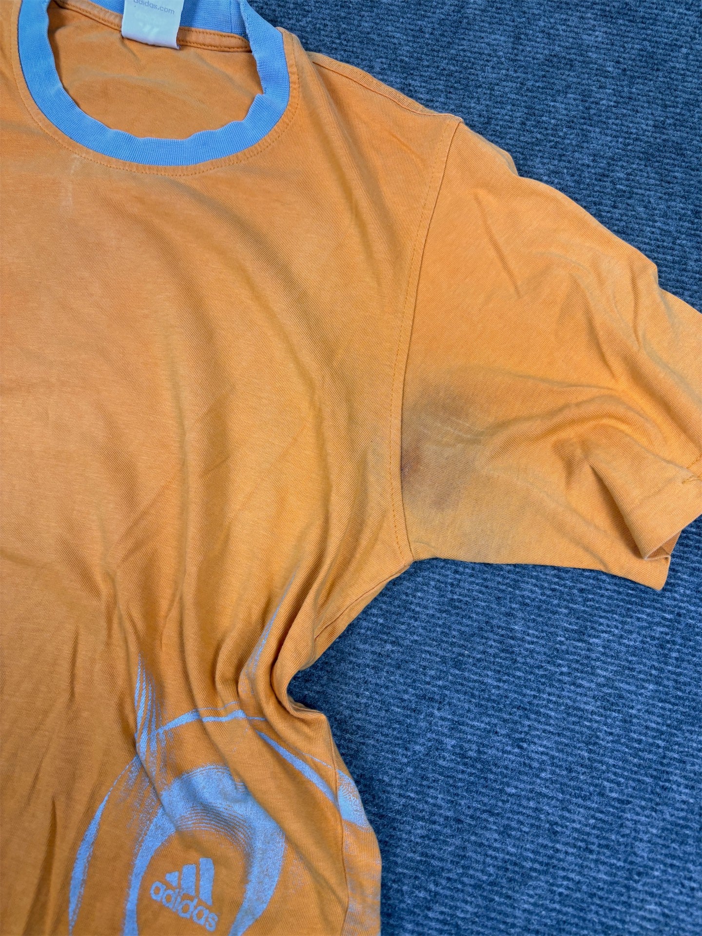 Vintage Y2K Adidas T-shirt Women's M Orange Grey Germany FIFA World Cup Tee Crew Neck