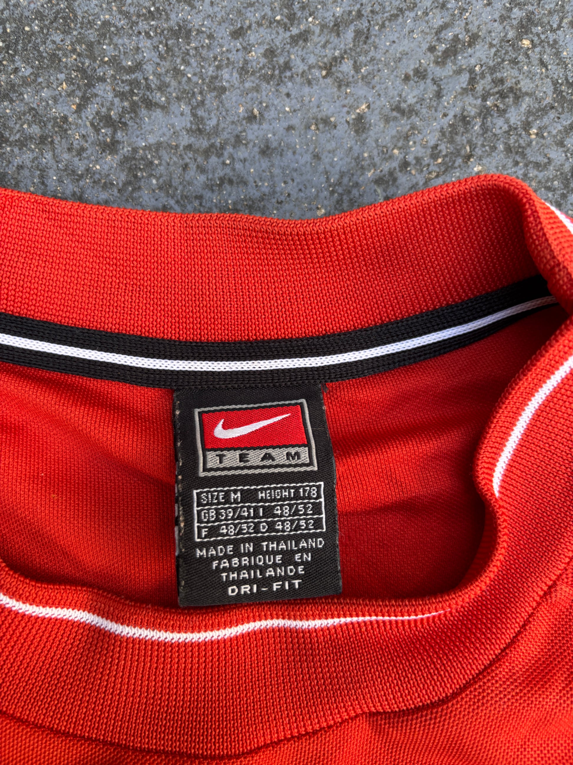Vintage Y2K Nike Football Jersey Size M Red Grey White Centre Football Badge Detail
