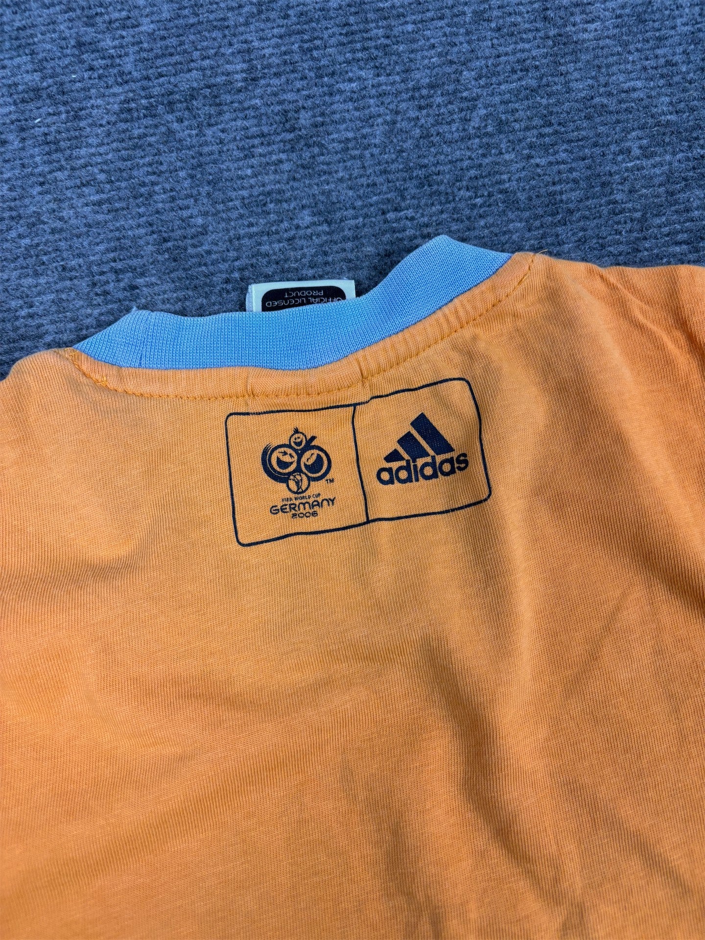 Vintage Y2K Adidas T-shirt Women's M Orange Grey Germany FIFA World Cup Tee Crew Neck