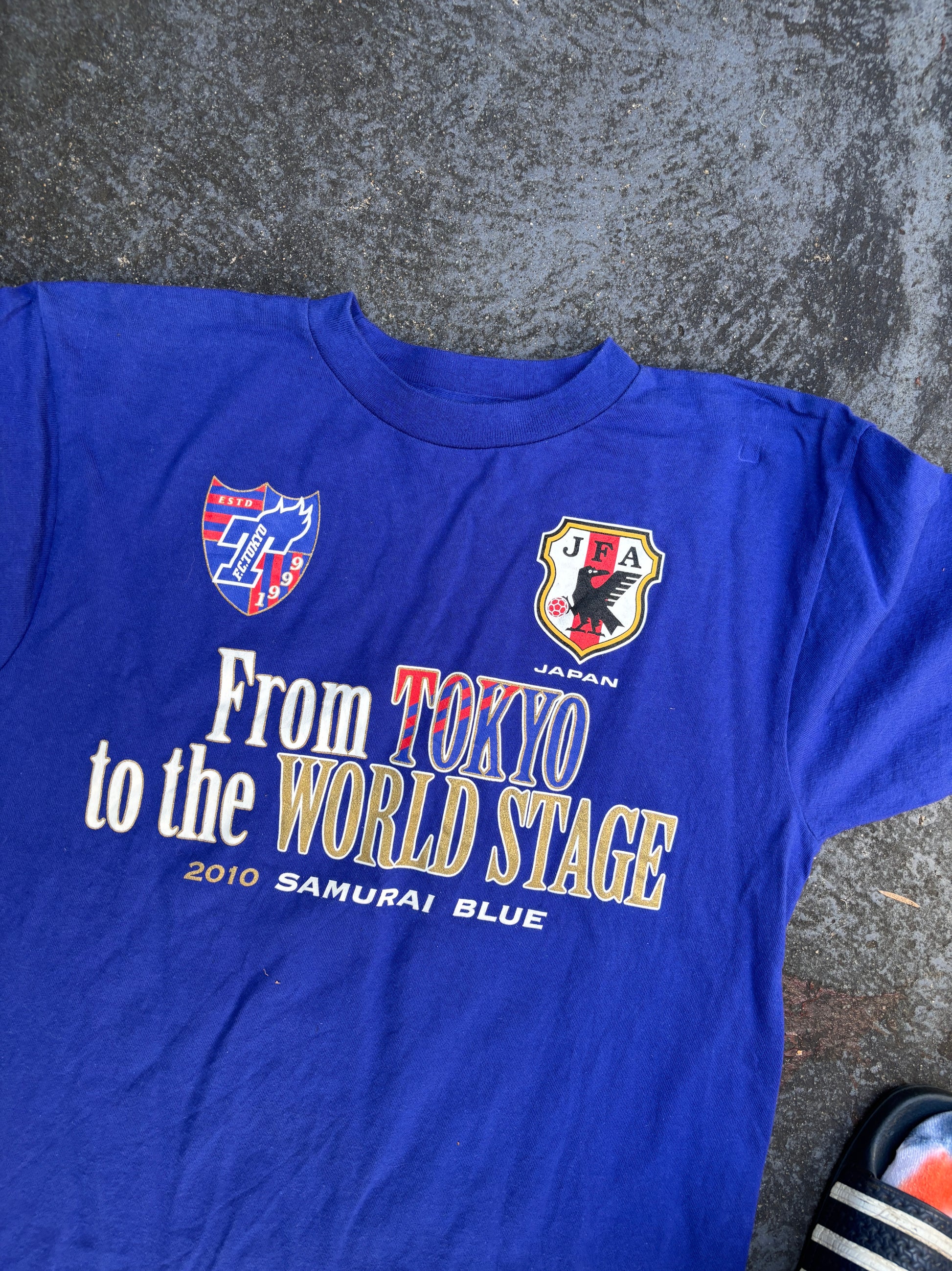 Vintage Y2K JFA Samurai Blue T-Shirt Size M Soccer Konno No.10 Japan Team