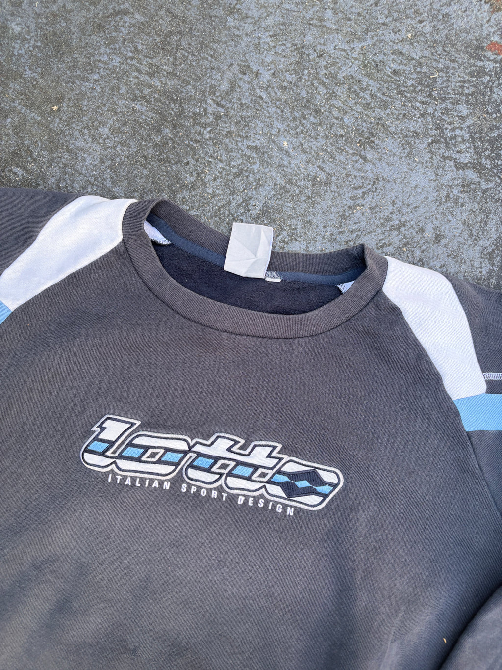 Vintage 90s Lotto Jumper Size XL Navy Two-Tone Spell Out Sweatshirt