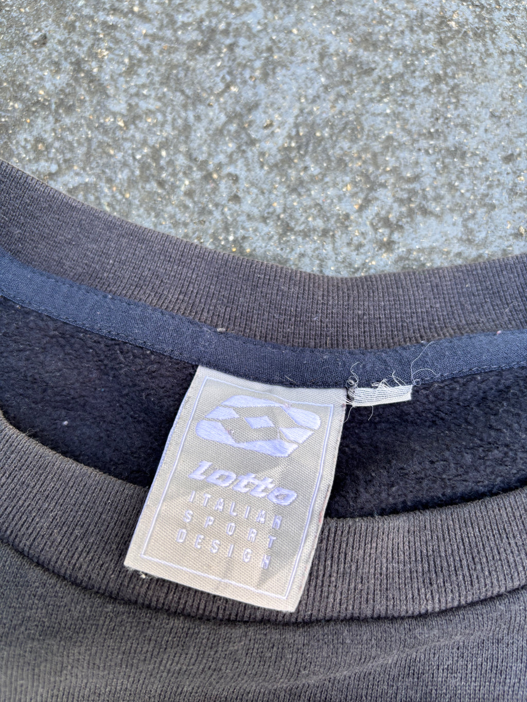 Vintage 90s Lotto Jumper Size XL Navy Two-Tone Spell Out Sweatshirt