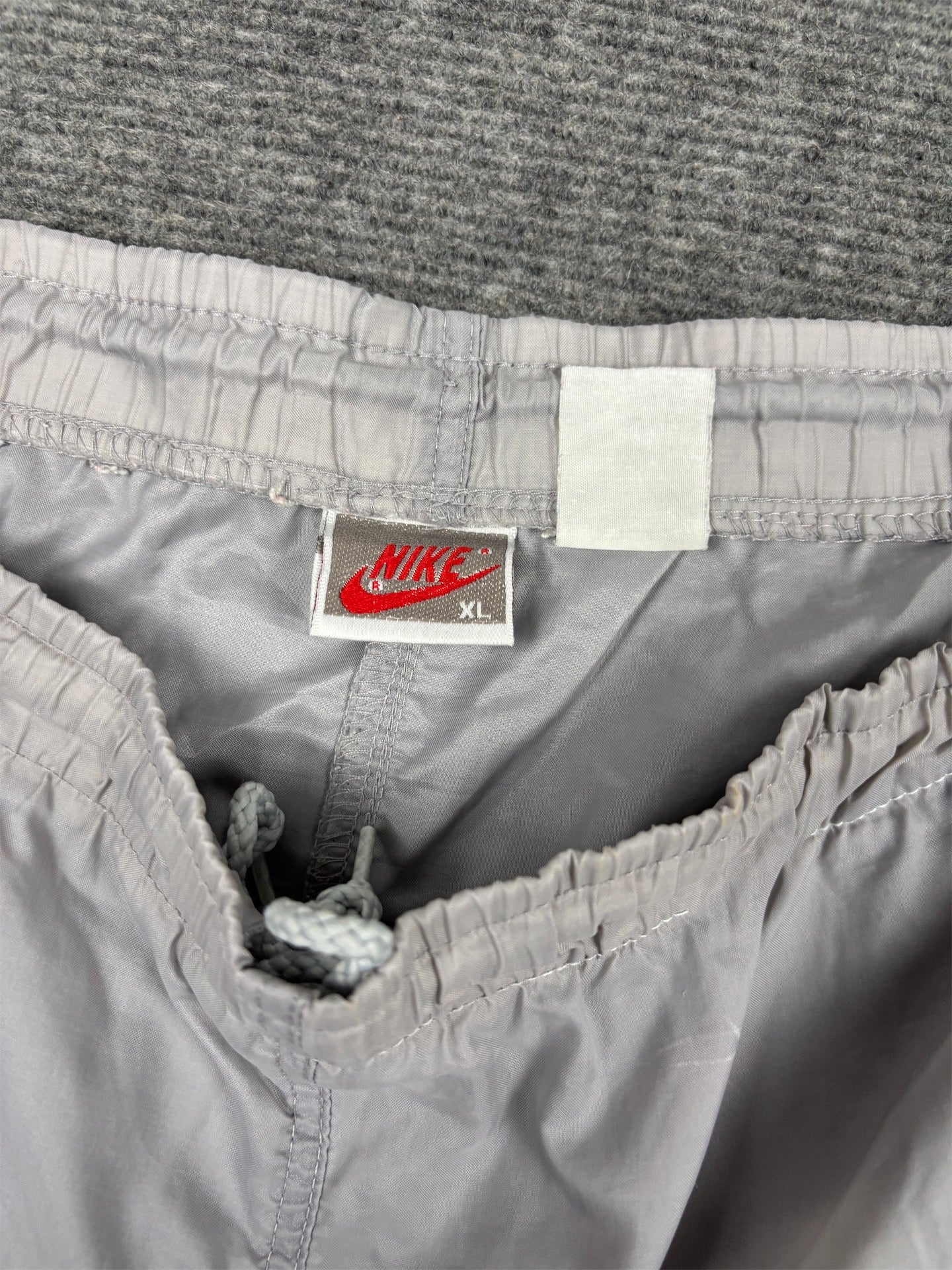 Vintage 90's Nike Track Pants Men's XL Double Grey Parachute w Ankle Zip Tapered