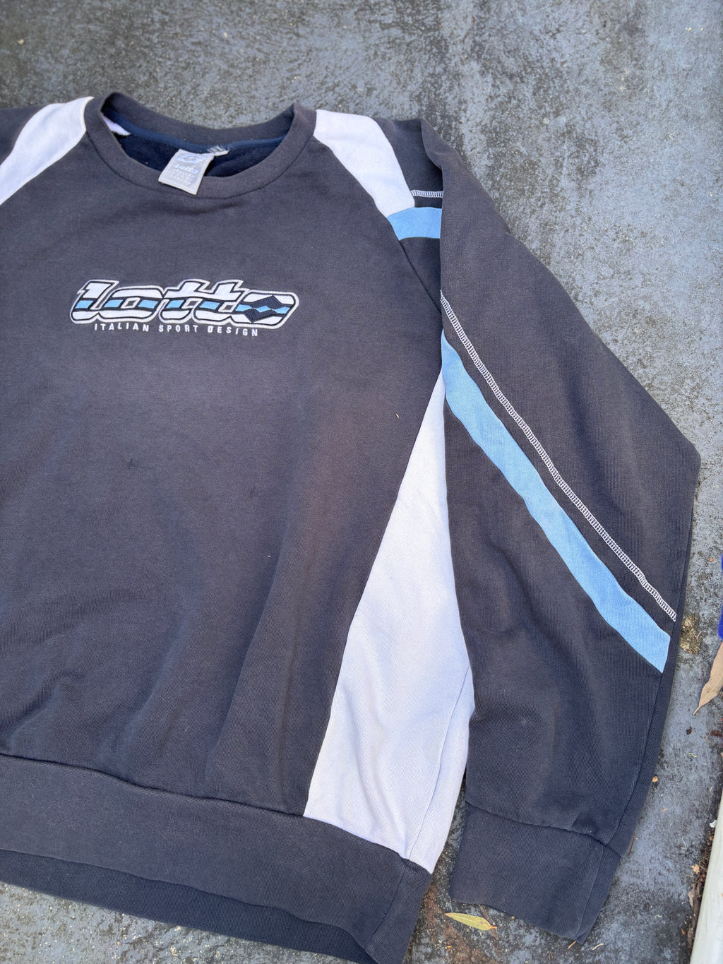 Vintage 90s Lotto Jumper Size XL Navy Two-Tone Spell Out Sweatshirt