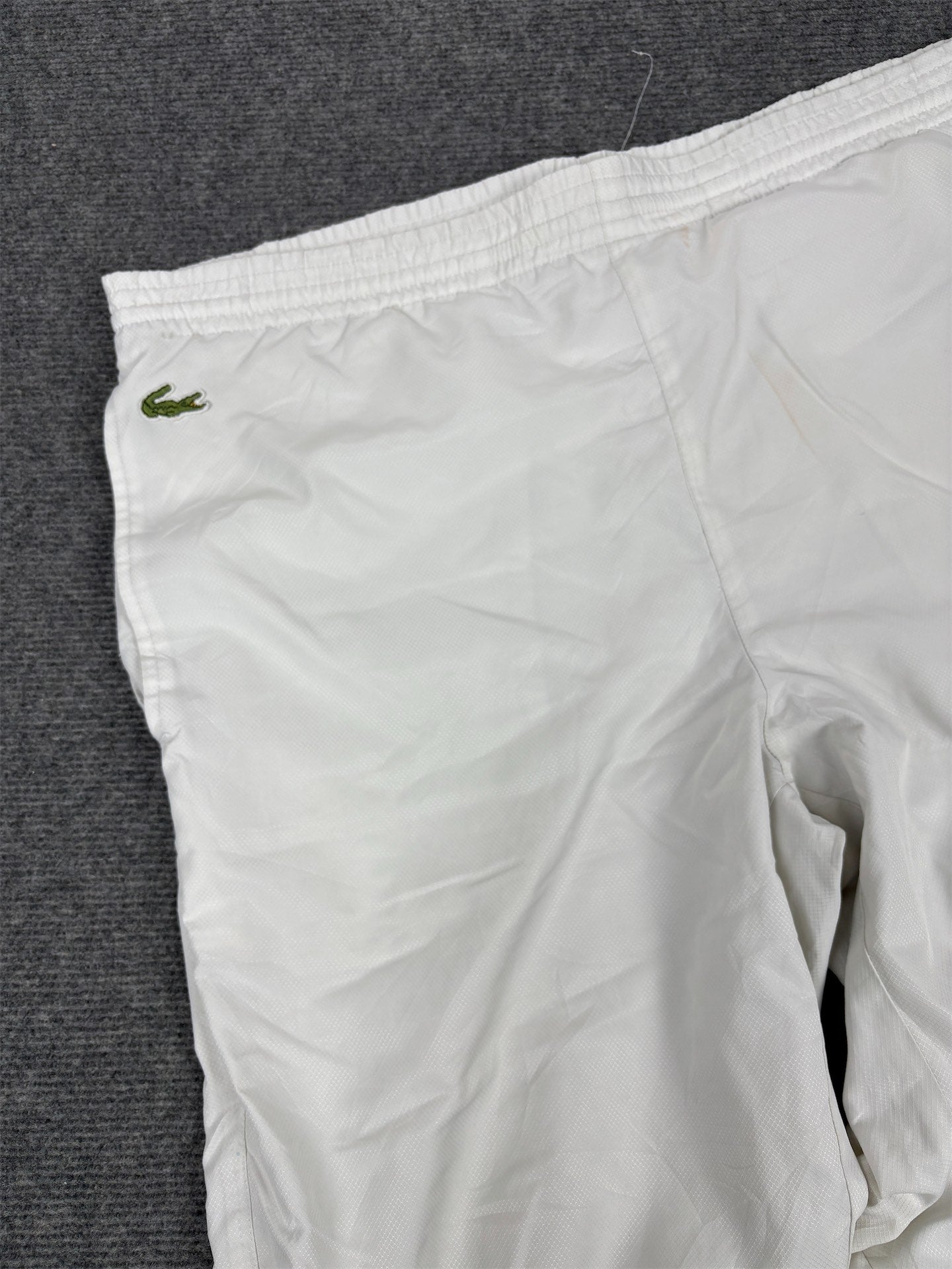 Lacoste Track Pants Mens M White Embroidered Crocodile Ankle Zip Joggers