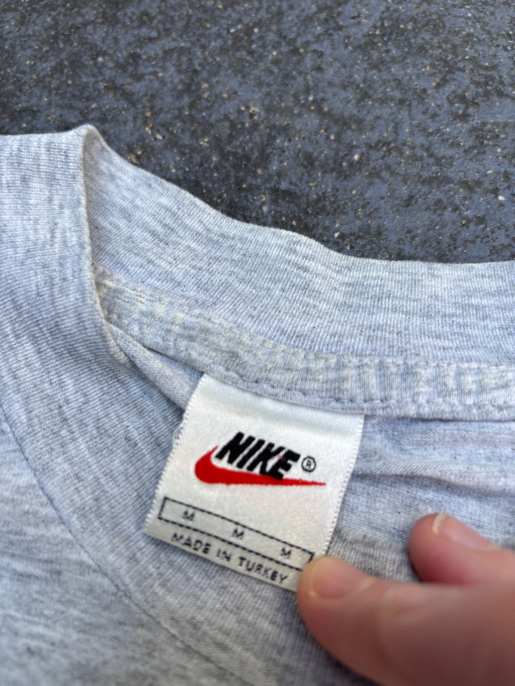 Vintage 90s Nike Long Sleeve T-Shirt Size M Grey Embroidered Chest Logo Cotton