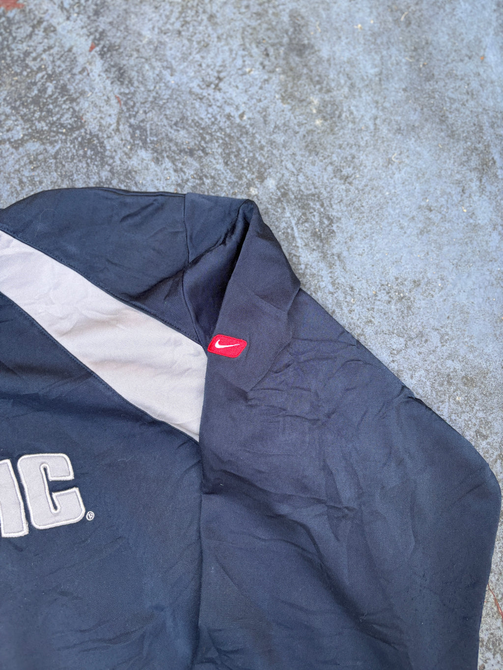 Vintage Y2K Nike Jacket Size XL Navy Grey Red Tab Logo Full Zip Satin Style