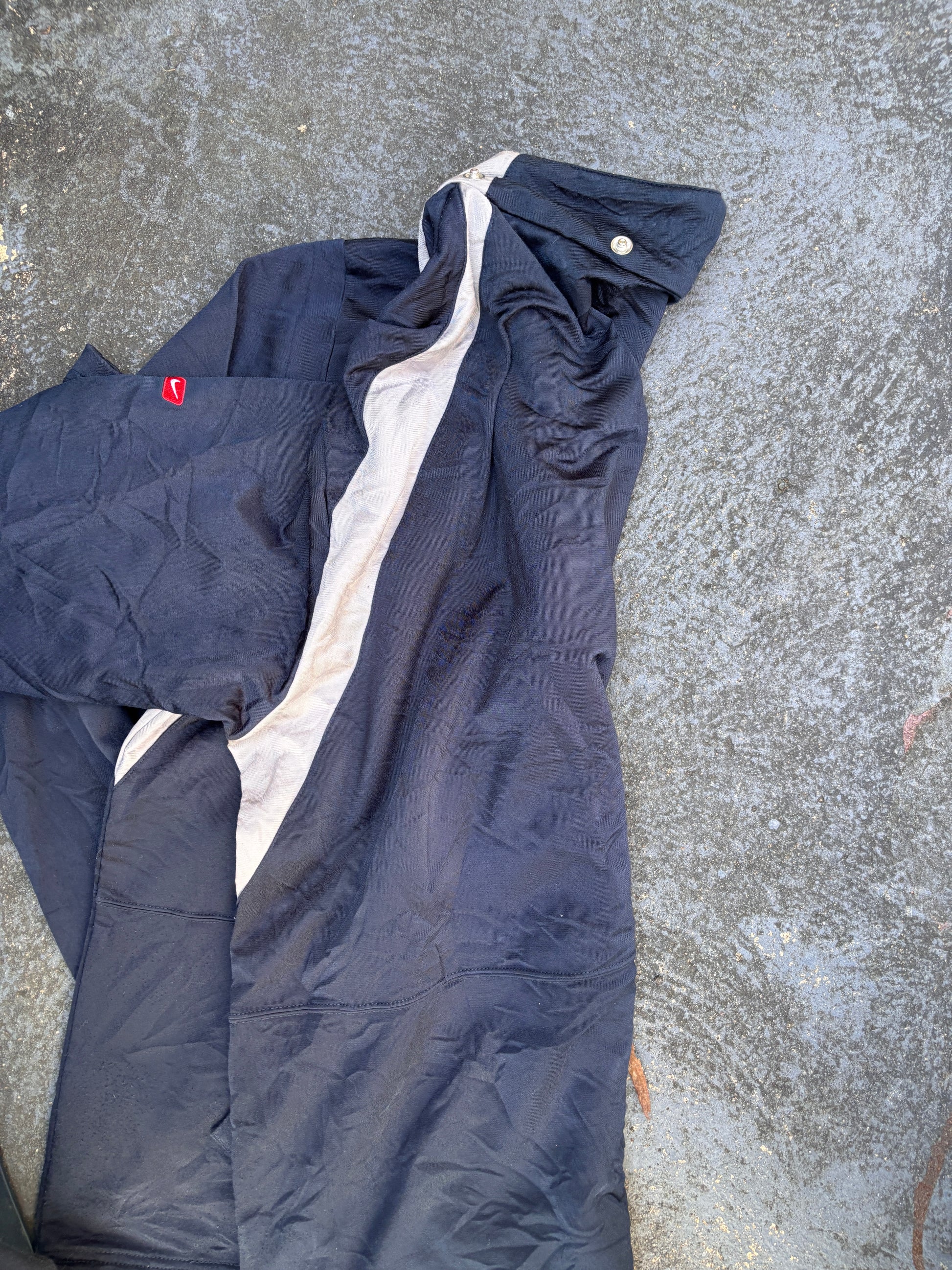 Vintage Y2K Nike Jacket Size XL Navy Grey Red Tab Logo Full Zip Satin Style