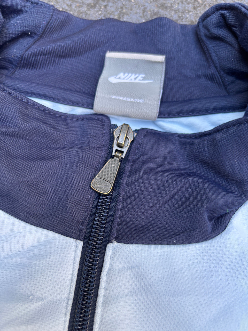 Vintage Y2K Nike Jacket Size XL Blue Two-Tone Chest Swoosh Full Zip Mock Neck