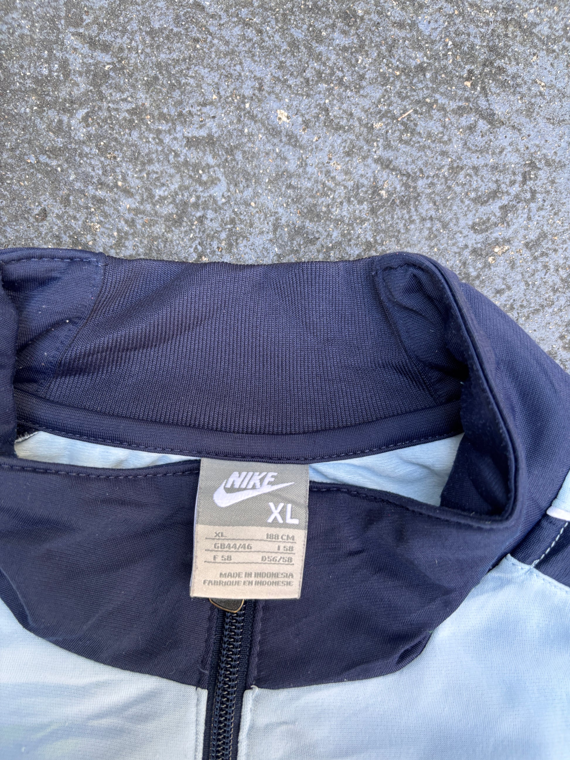 Vintage Y2K Nike Jacket Size XL Blue Two-Tone Chest Swoosh Full Zip Mock Neck
