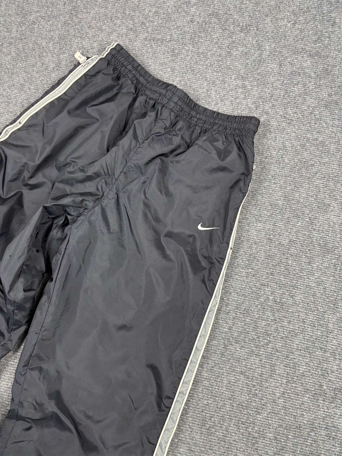 Vintage Y2K Nike Track Pants Women's S Black White Piping Swoosh Grey Panels Athletic71 Ankle Zip Straight Leg