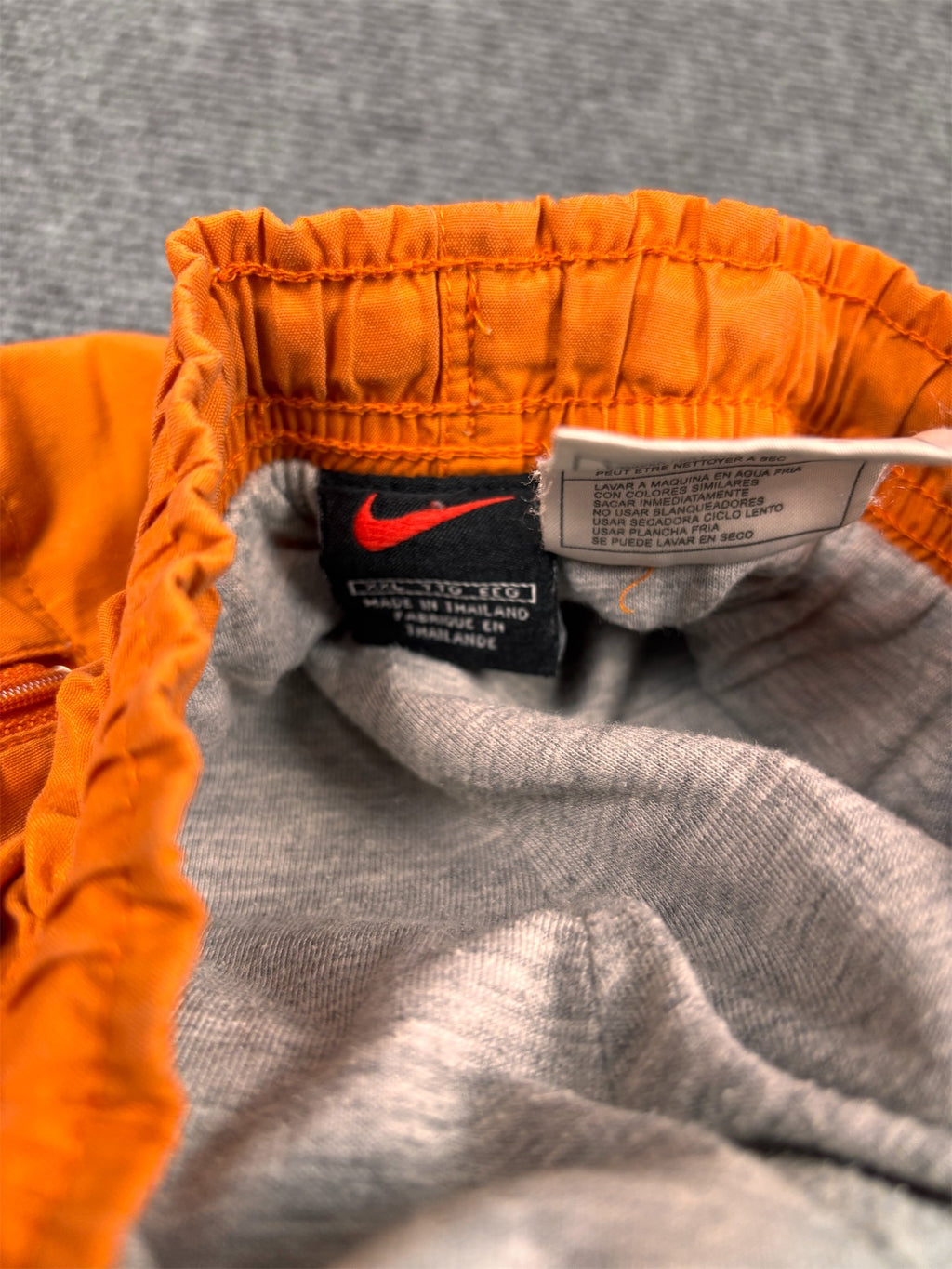 Vintage 90's Nike Cargo Track Pants Men's XL Orange Navy Panels White Piping Ankle Swoosh Wide Leg