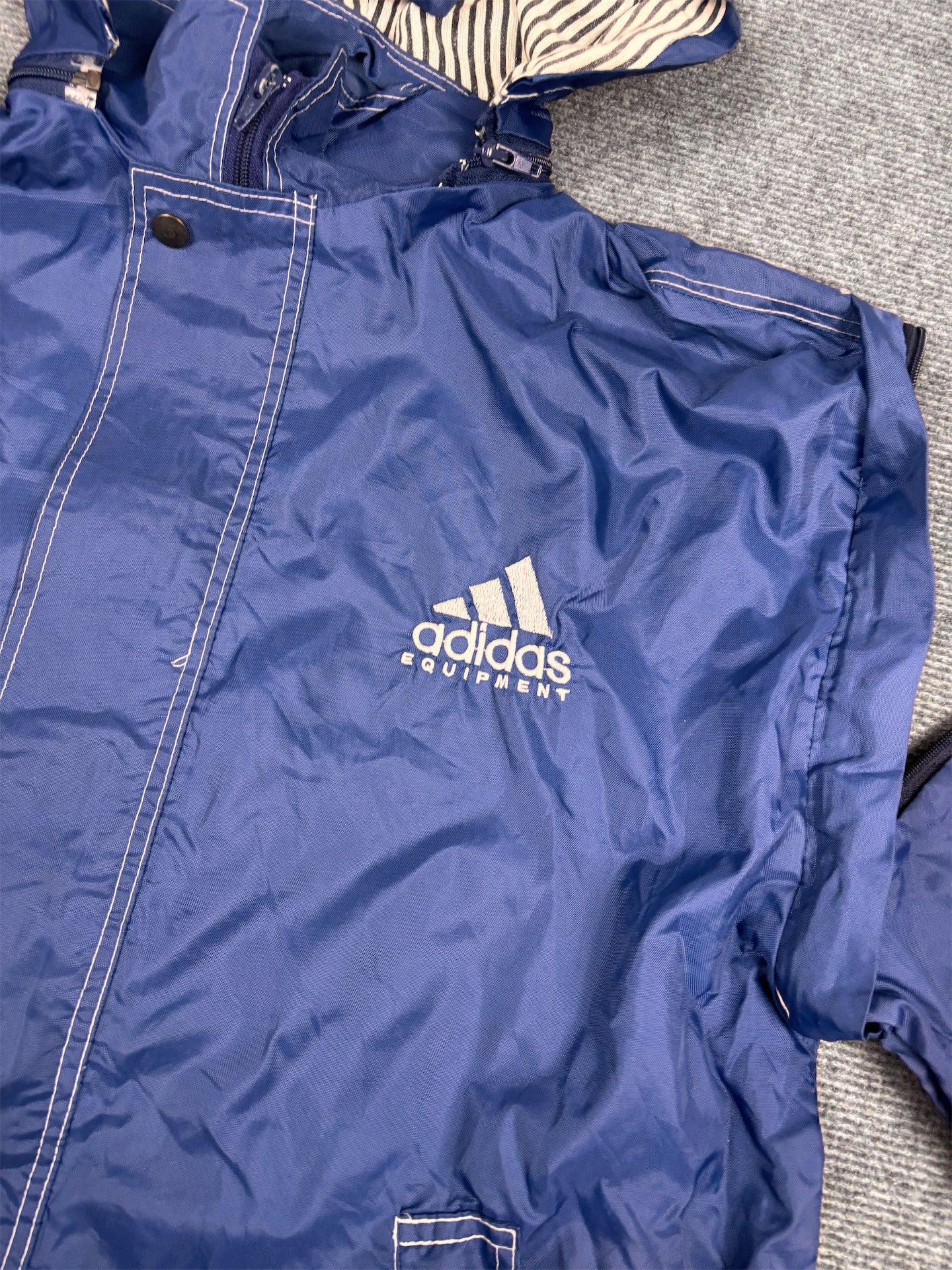 Vintage 90s Adidas Equipment Jacket Mens M Navy White Nylon Zip Off Windbreaker