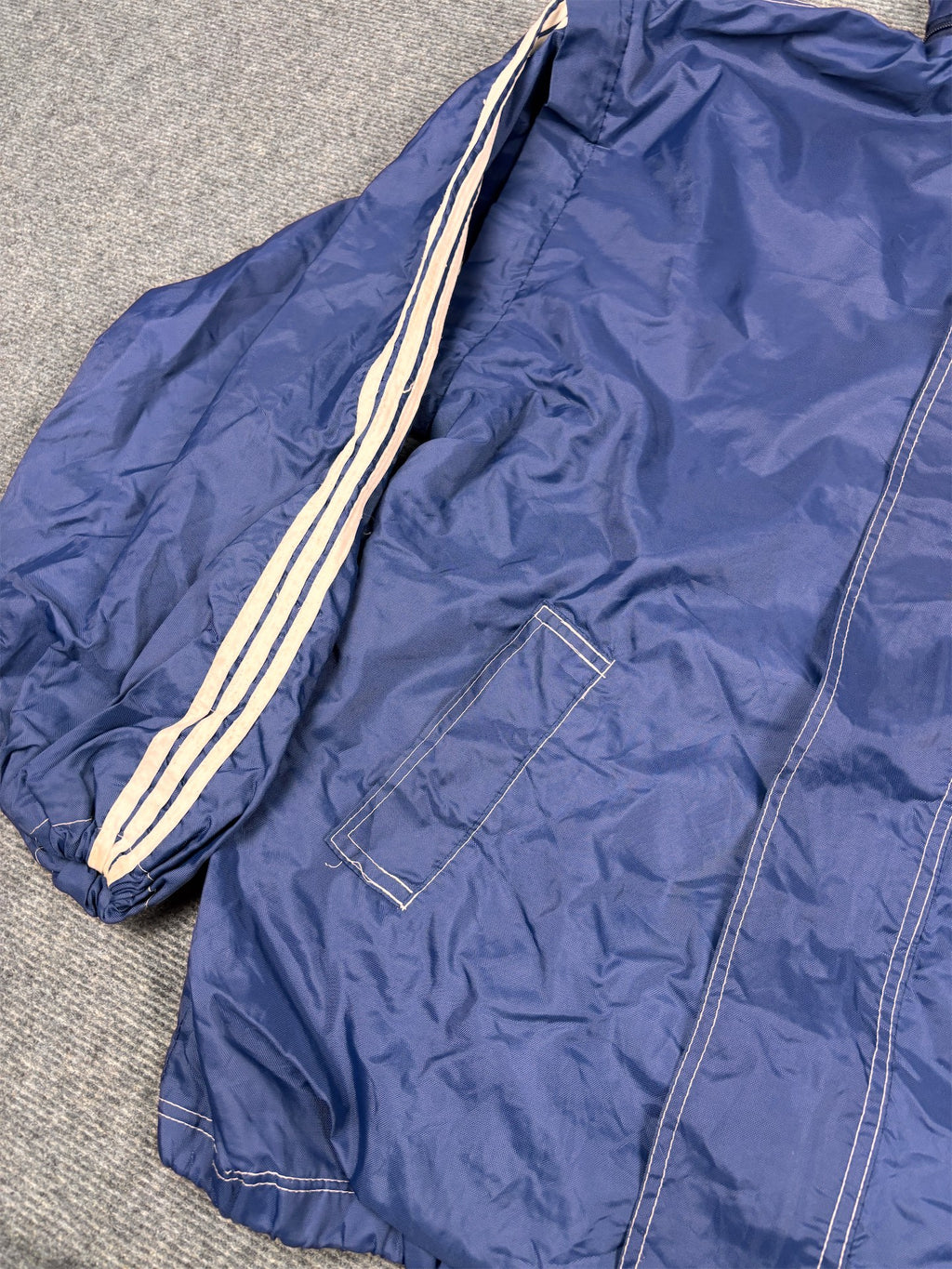 Vintage 90s Adidas Equipment Jacket Mens M Navy White Nylon Zip Off Windbreaker