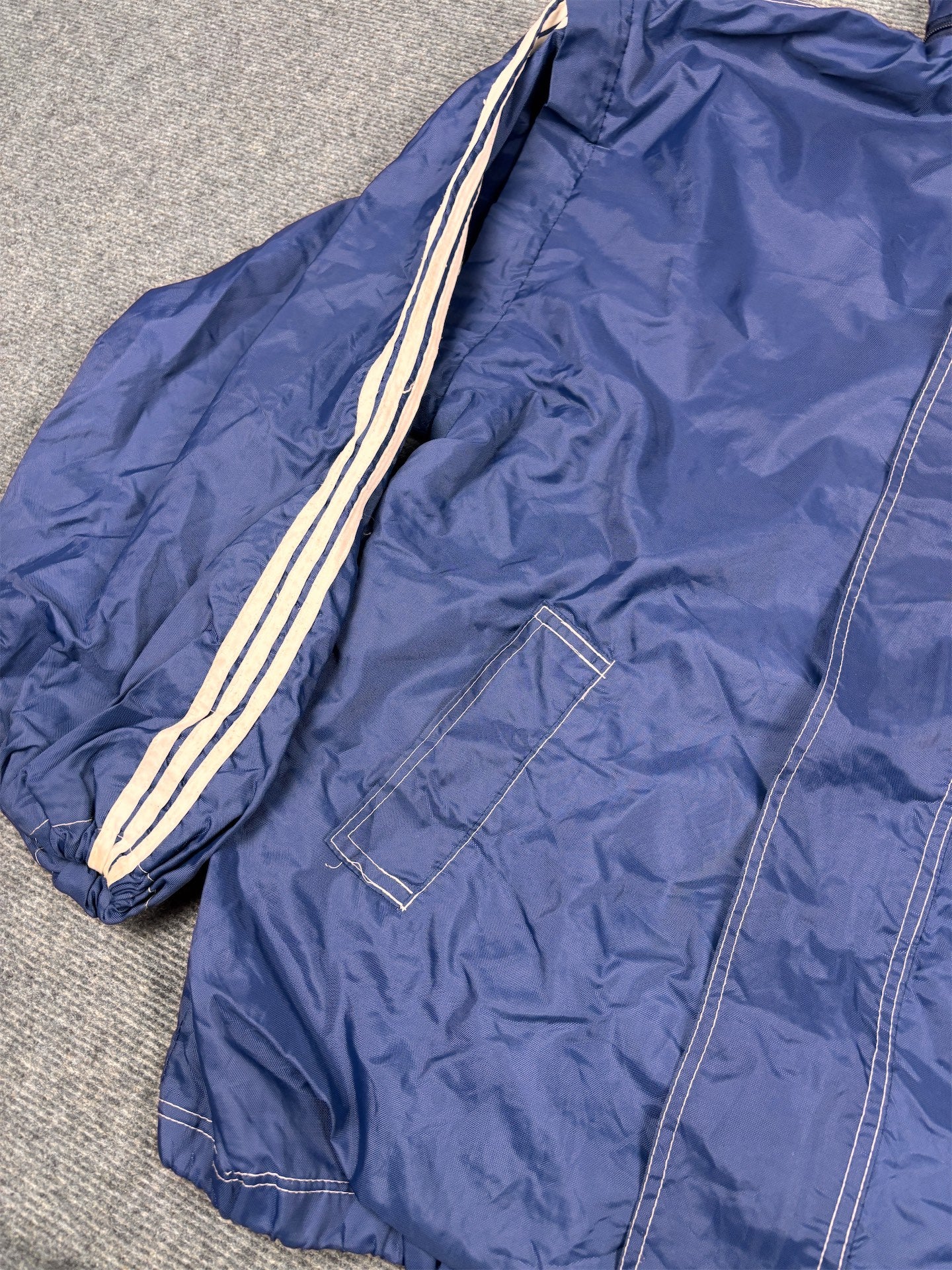 Vintage 90s Adidas Equipment Jacket Mens M Navy White Nylon Zip Off Windbreaker