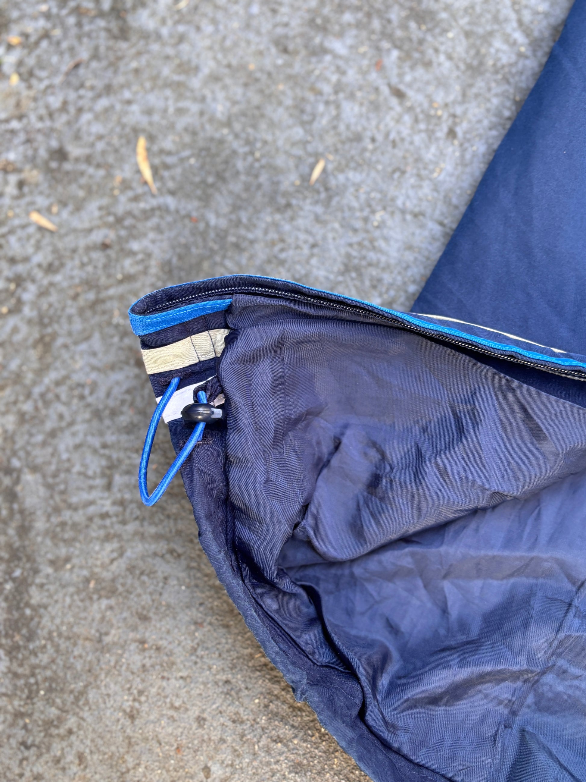 Adidas Track Pants Size L Navy Blue 3-Stripes Wide Leg Ankle Zip